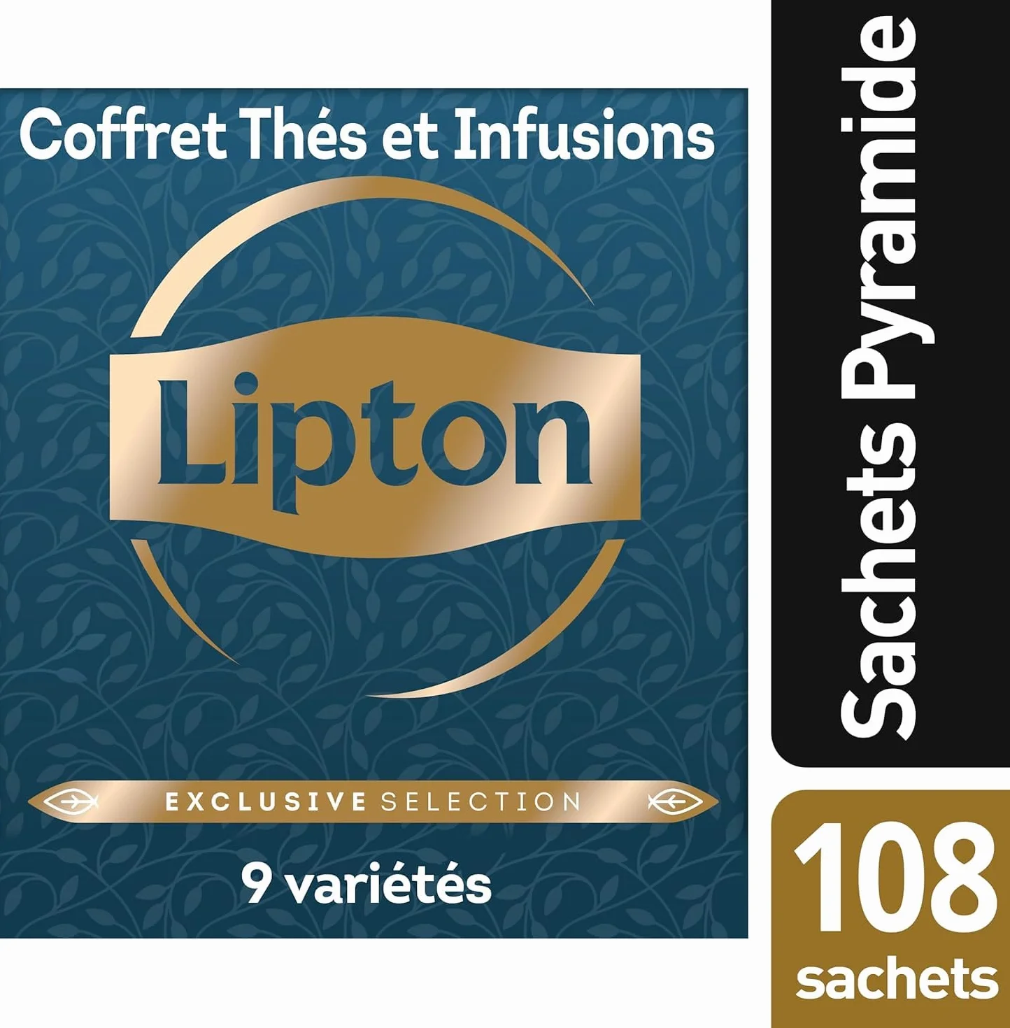 Lipton, Exclusive Collection, Coffret Thés et Infusions, 9 Goûts Différents, Vitalité, Certifié Rainforest Alliance, 108 Sachets Pyramide