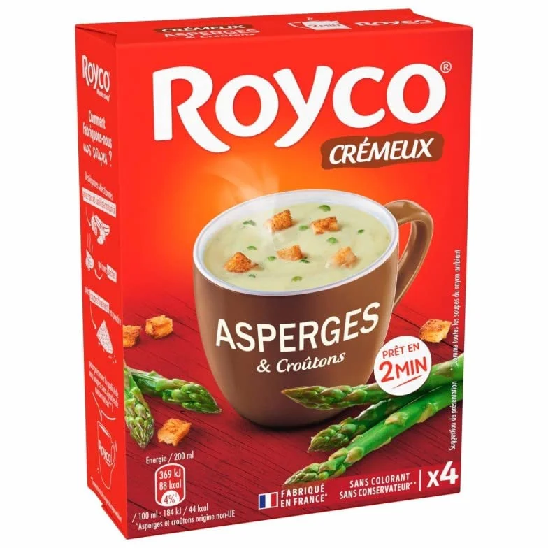 MINUTE SOUP CRÈME D'ASPERGES ET CROÛTONS 80G, ROYCO, LOT DE 4