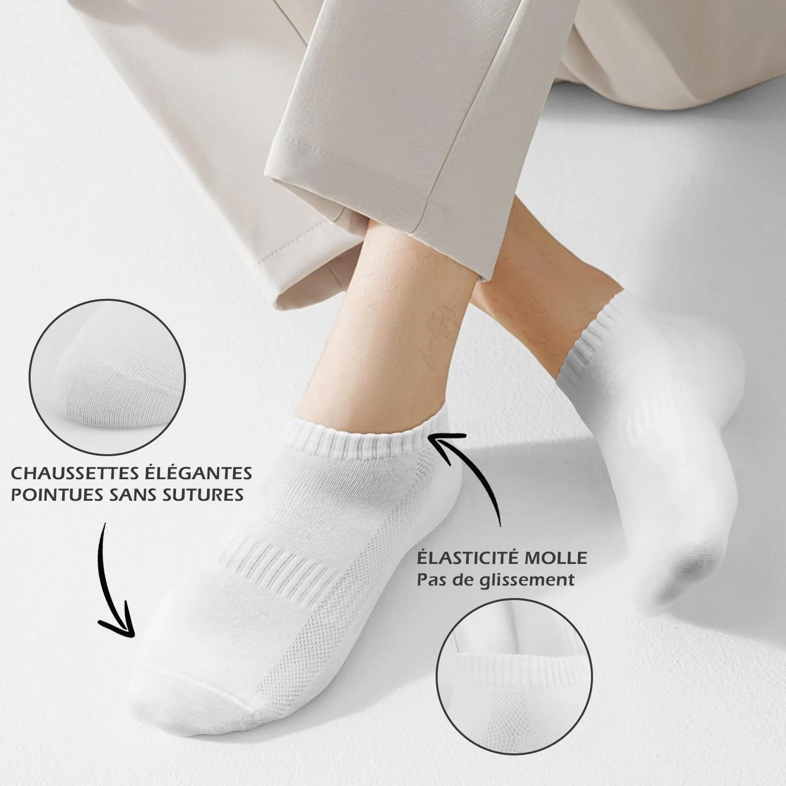 QINCAO Chaussettes de Sport Courtes en Coton Respirantes 6/10 Paires