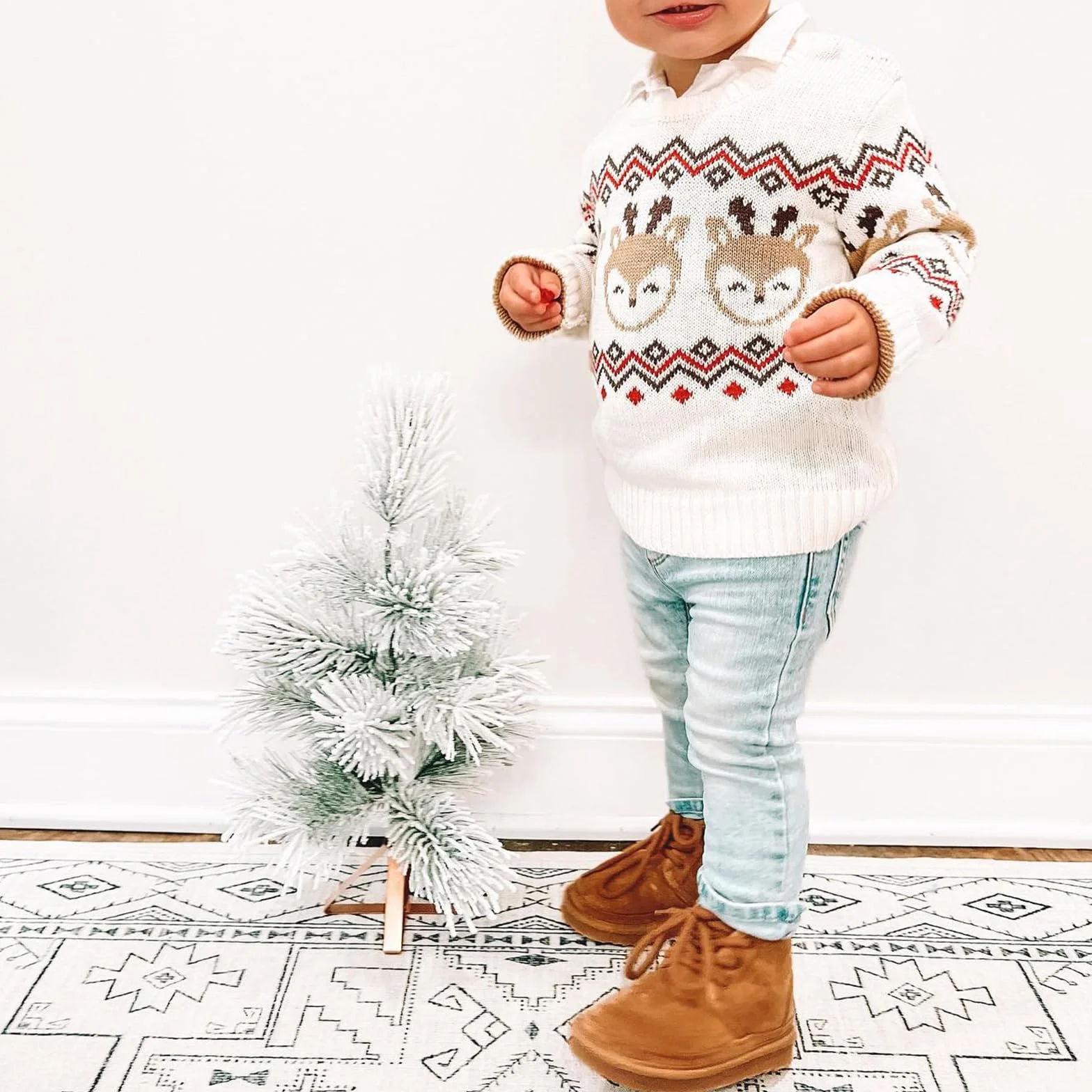 Pull de Noël Bébé Garçon Fille Tricoté Col Rond 6 Mois-3 Ans