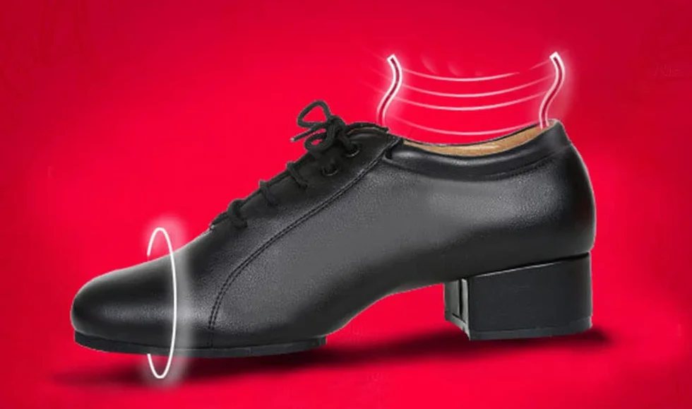 Chaussures de Danse Homme Latine Cuir Bout Arrondi 3cm/4.5cm Talon à Lacet Salsa