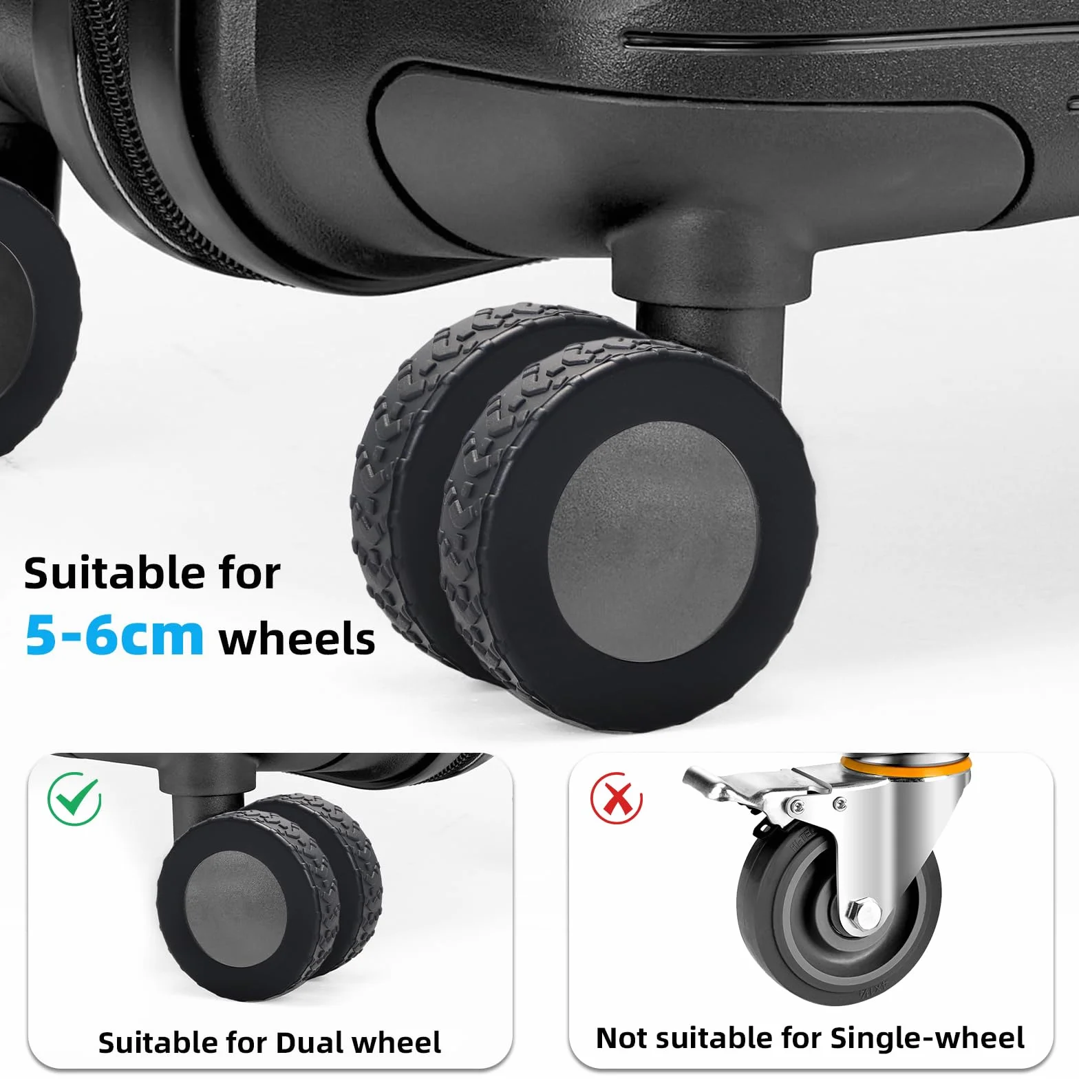 Protection Roue Valise 16 pièces Housses en silicone anti-rayures Réduction du bruit
