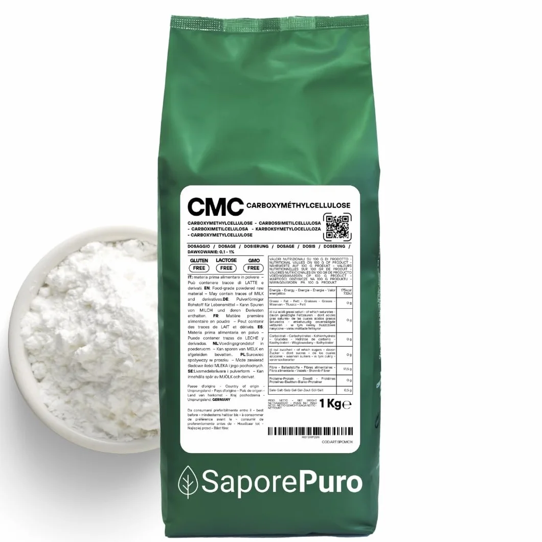 Saporepuro CMC 1 kg - utilisé pour modeler la pâte à sucre - colle alimentaire - pour créer des gels - pour la crème glacée