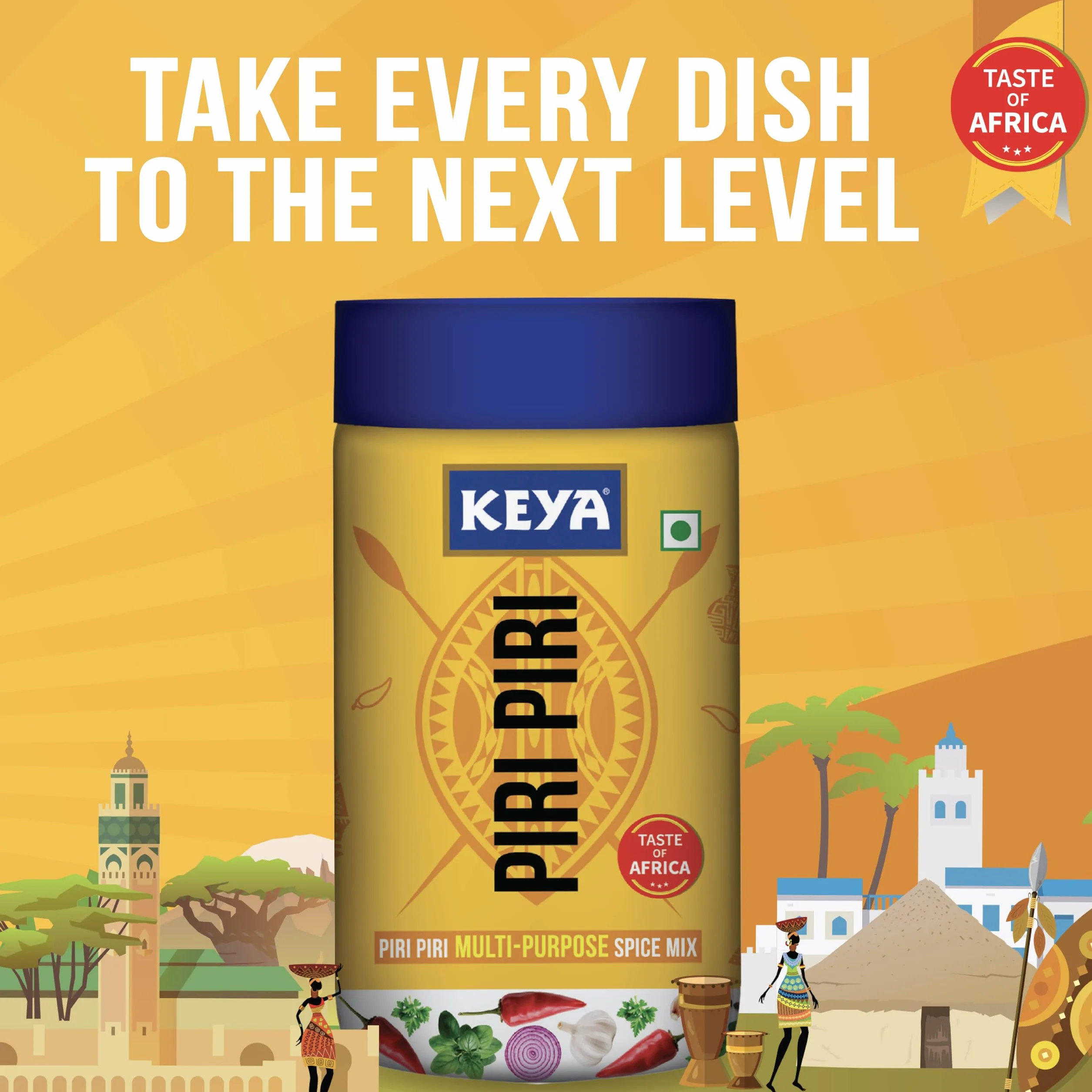 Keya Piri Piri - Instant Seasoning Mix Original Flavour 3 Way Sprinkler Cap (Pack Of 3) 240 Grams.