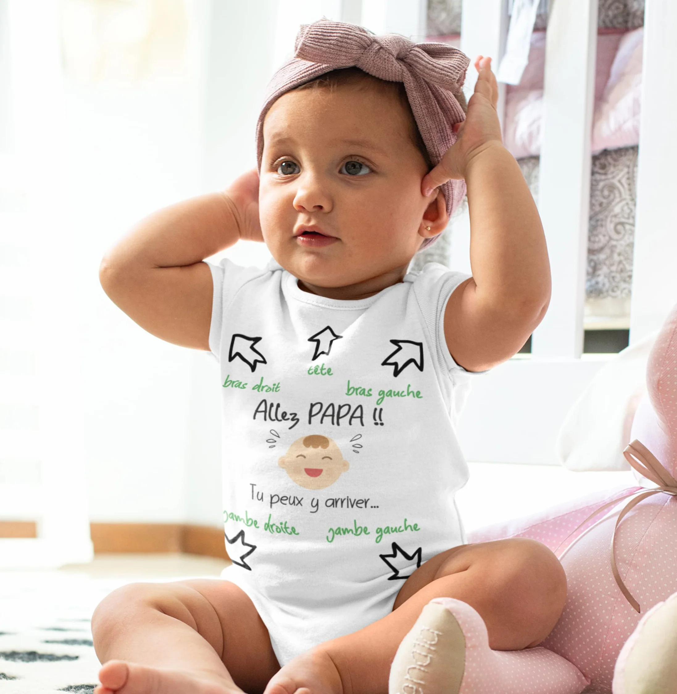 Body Bebe Personnalisé Humour Naissance Garçon Fille Papa Tu Peux y Arriver le Faire Futur Papa Cadeau Original Marraine Parrain Blanc 3-6 Mois