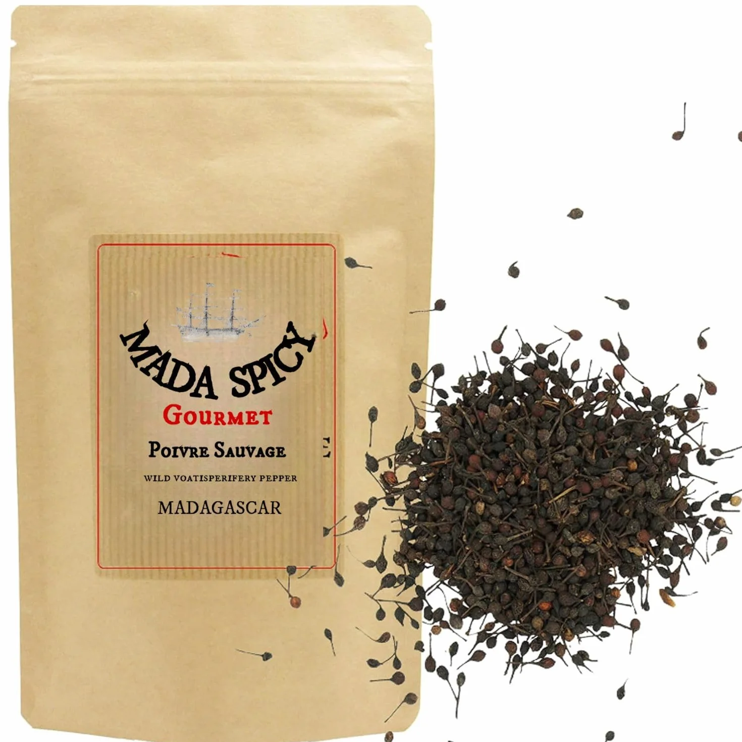 Poivre sauvage voatsiperifery de Madagascar 200gr. Sachet refermable. "Agriculture durable"