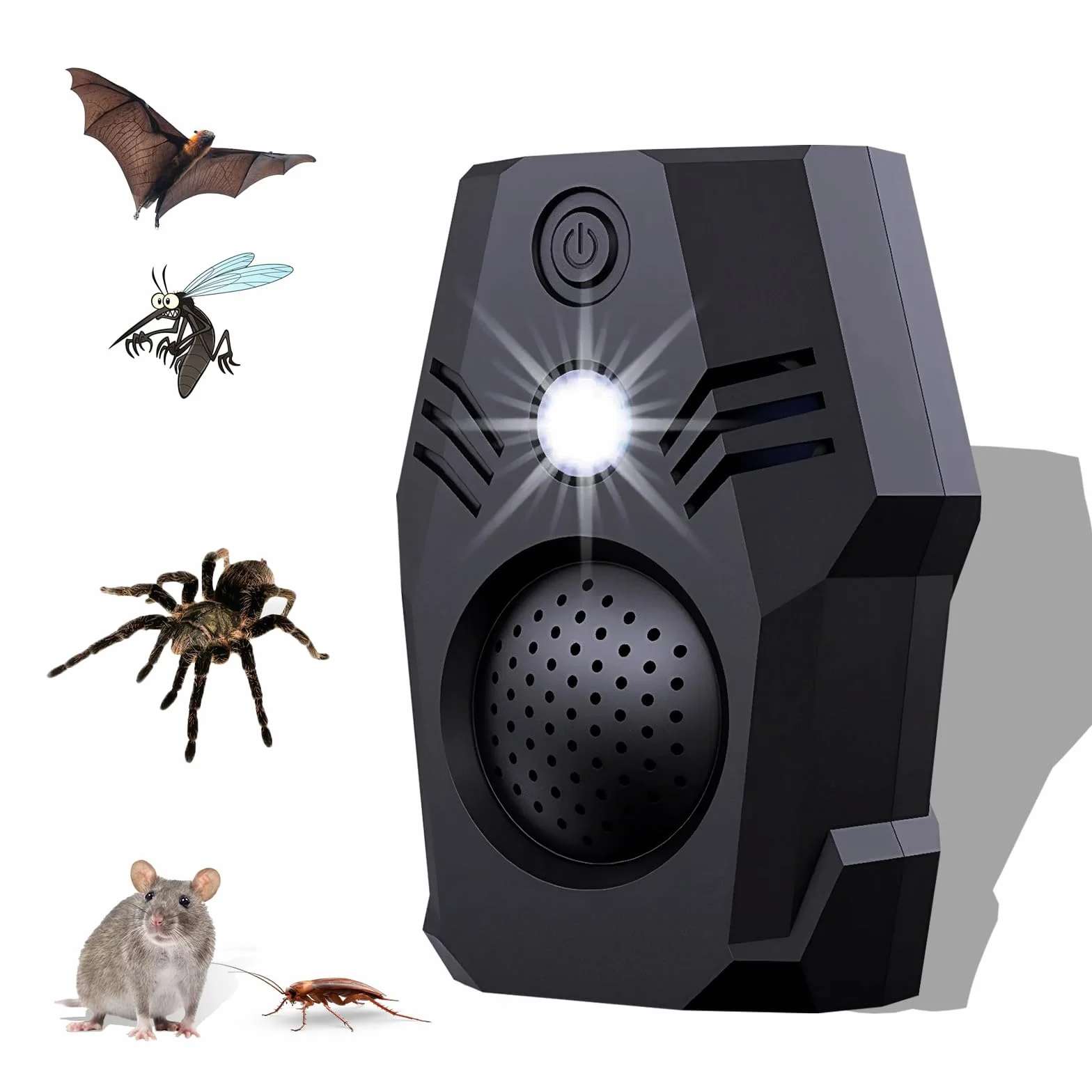 Répulsif à ultrasons contre les nuisibles, Répulsif à ultrasons anti-souris, Repousse les souris, Répulsif anti-araignées, Répulsif anti-chauve-souris, 4 modes pour la maison, l'appartement, le