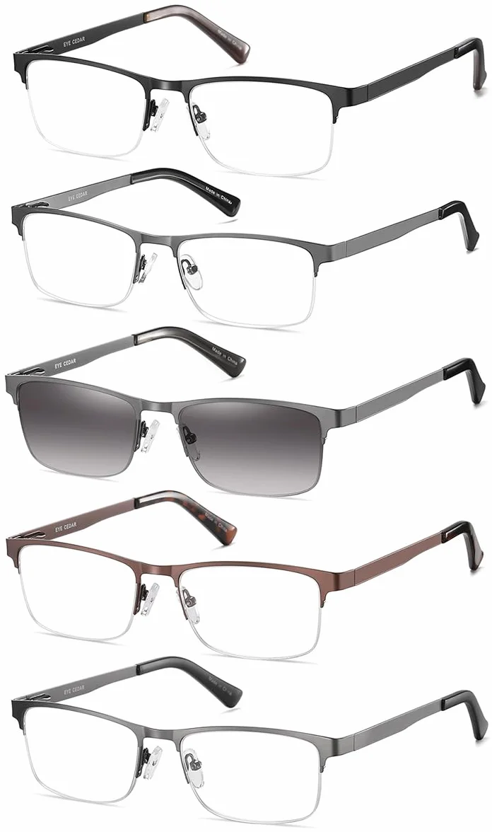 Lunettes de Vue Lecture Hommes Acier Inoxydable +2.50 Amcedar