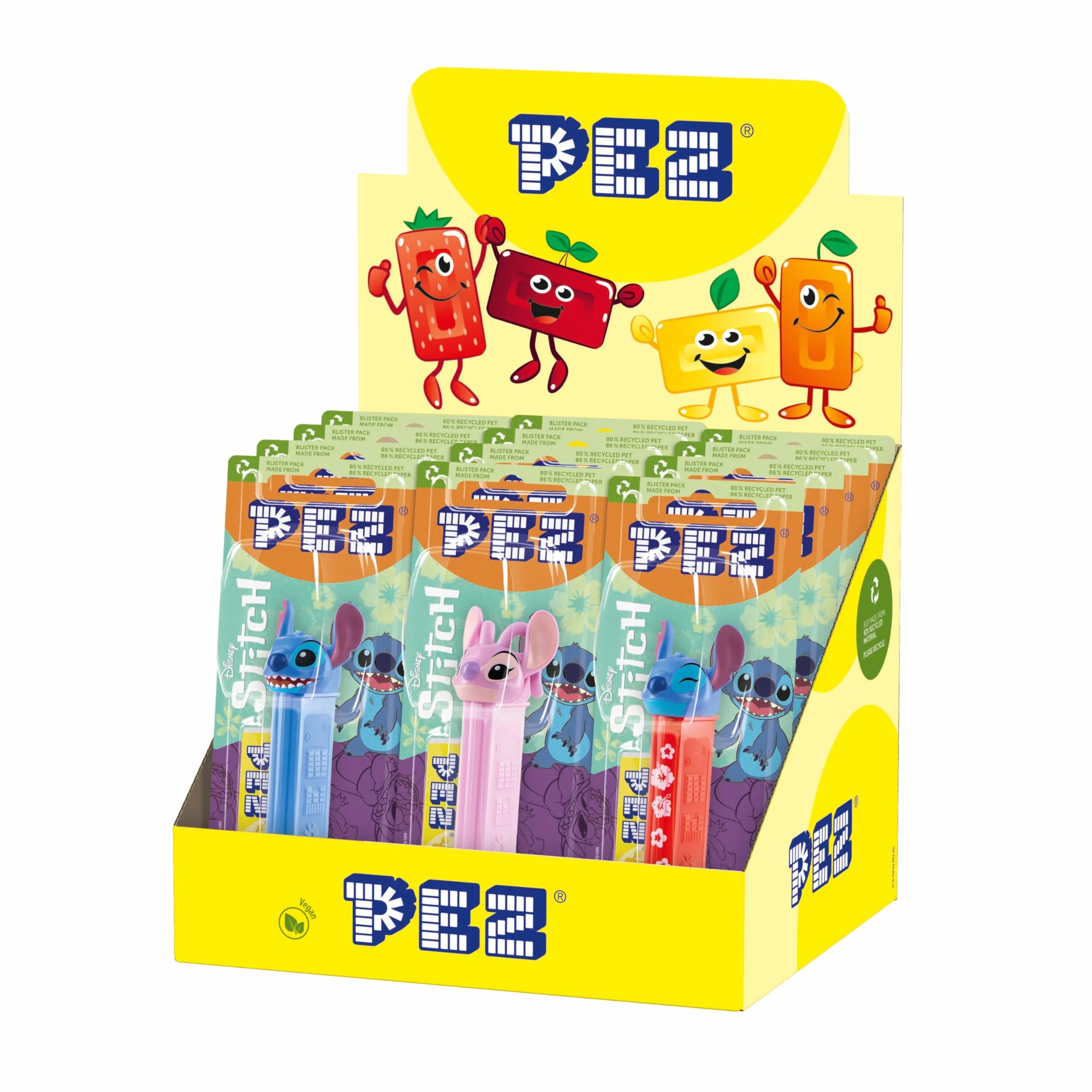 PEZ Boîte Présentoir Stitch 12 Blisters Distributeur Recharge Bonbons