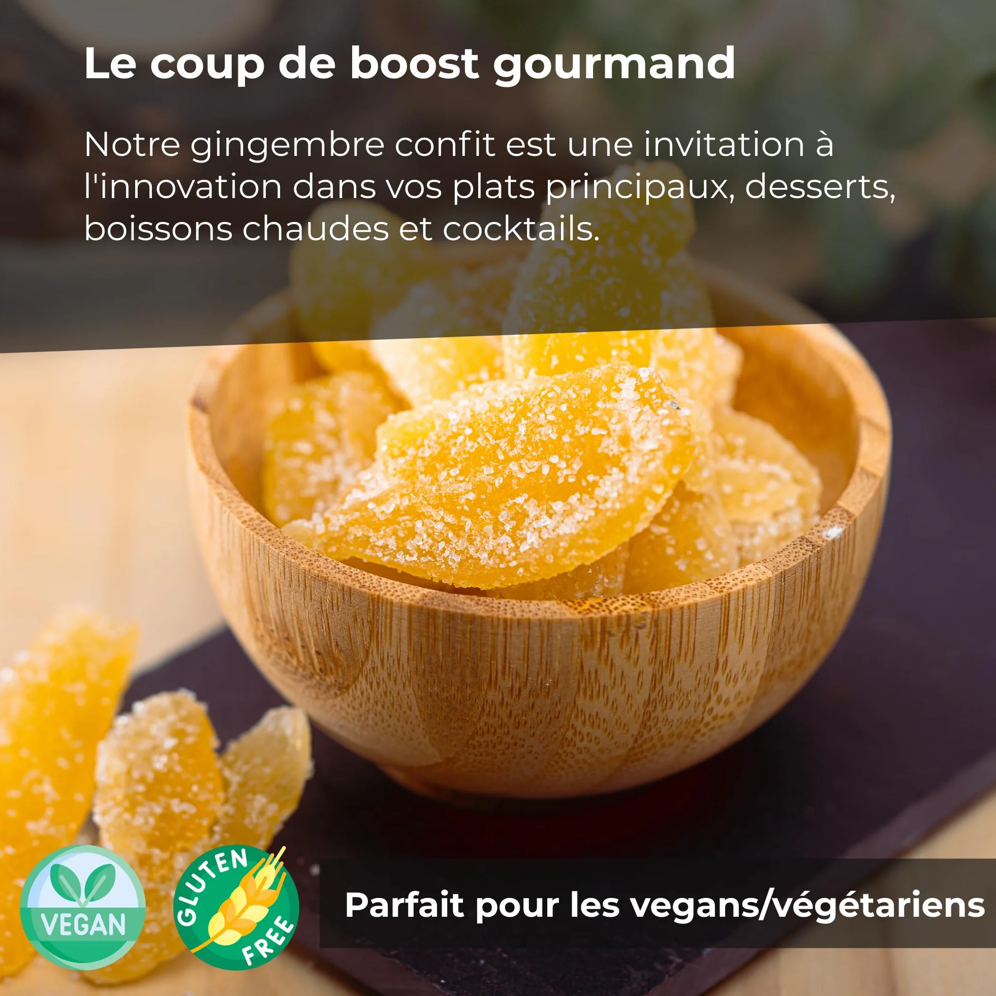 gingembre cristallisé 1 Kg | Gingembre confit en lamelles | Gingembre en Tranches de | Gingembres séchés sucrés | Collation sucrée | IDÉAL pour les recettes | Végétariens et végétaliens | Dorimed