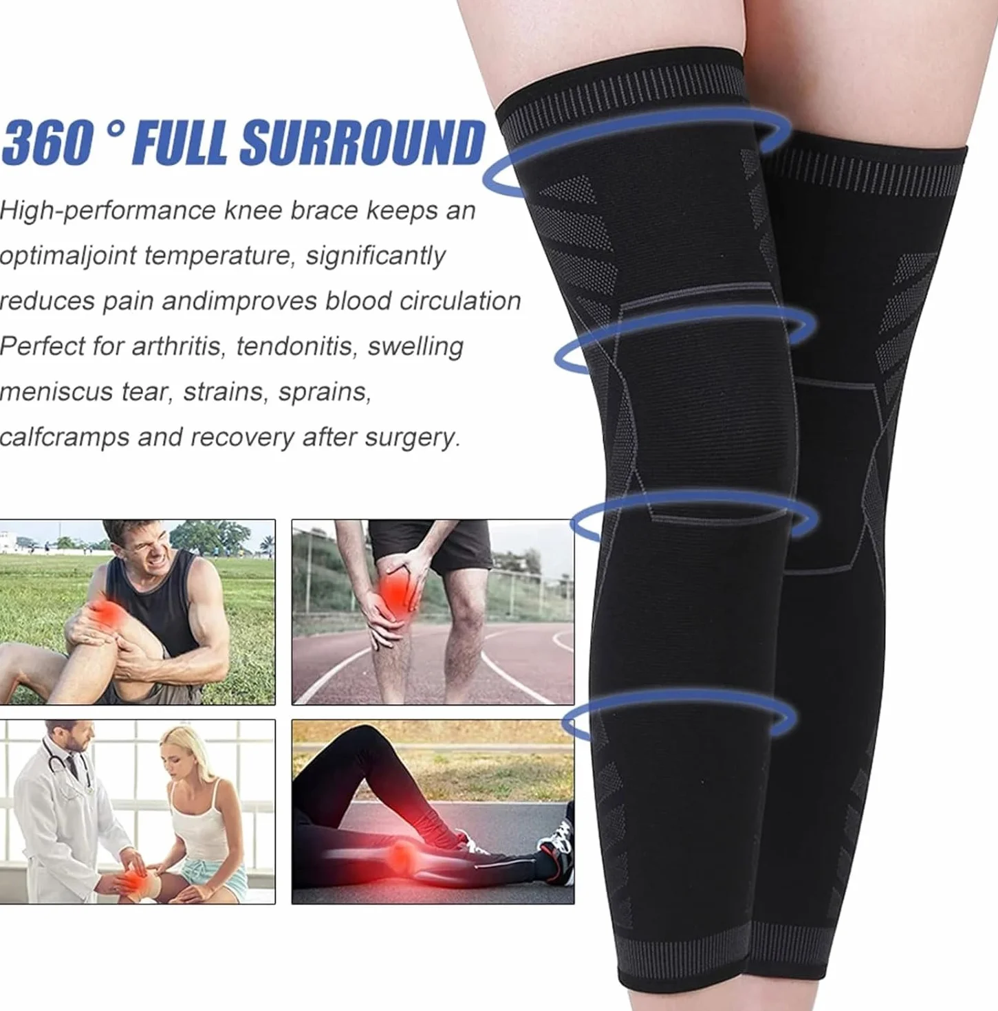 Flytex Manchons de compression jambe genou sport soulagement douleur