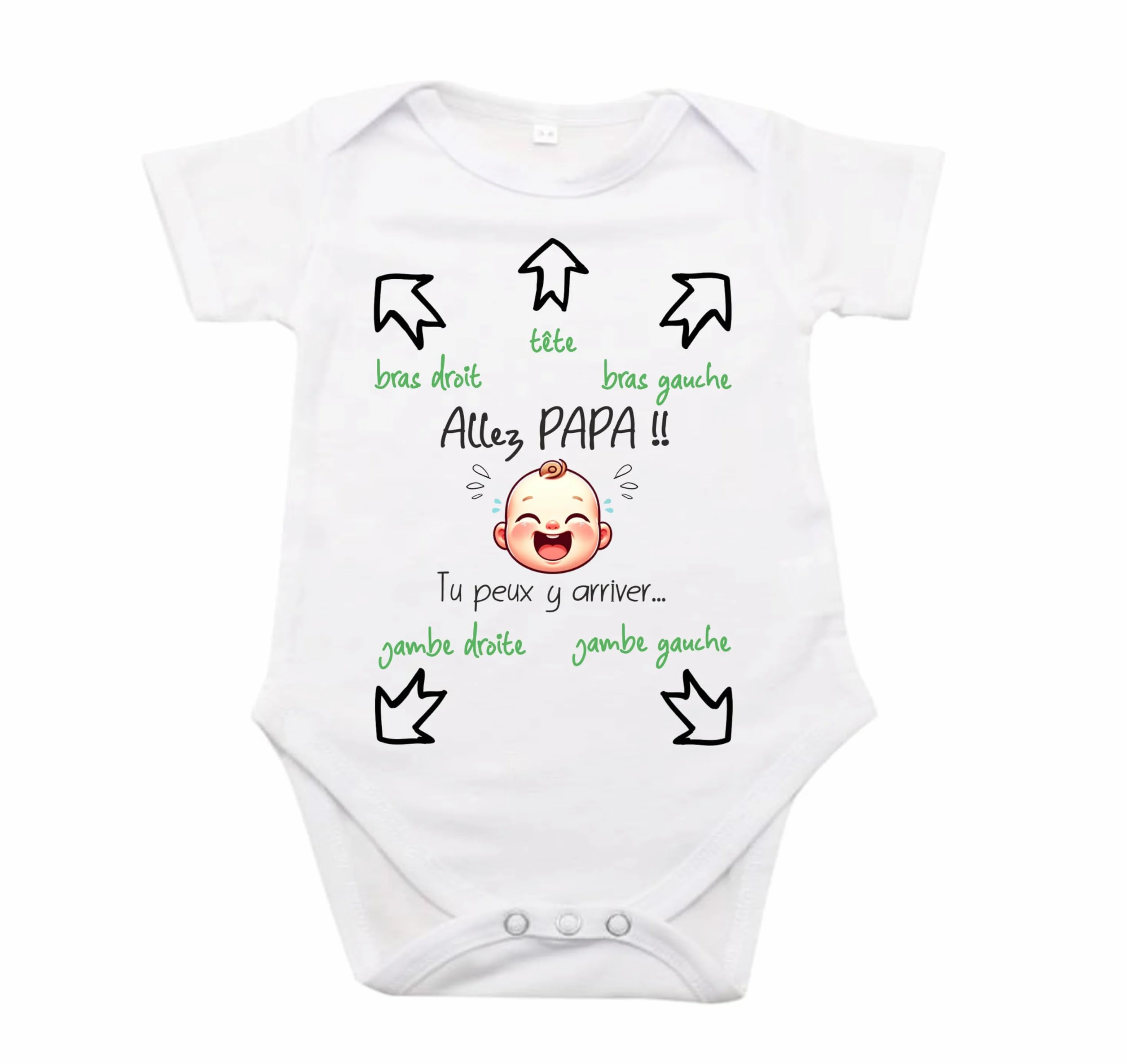 Body Bebe Personnalisé Humour Naissance Garçon Fille Papa Tu Peux y Arriver le Faire Futur Papa Cadeau Original Marraine Parrain Blanc 3-6 Mois