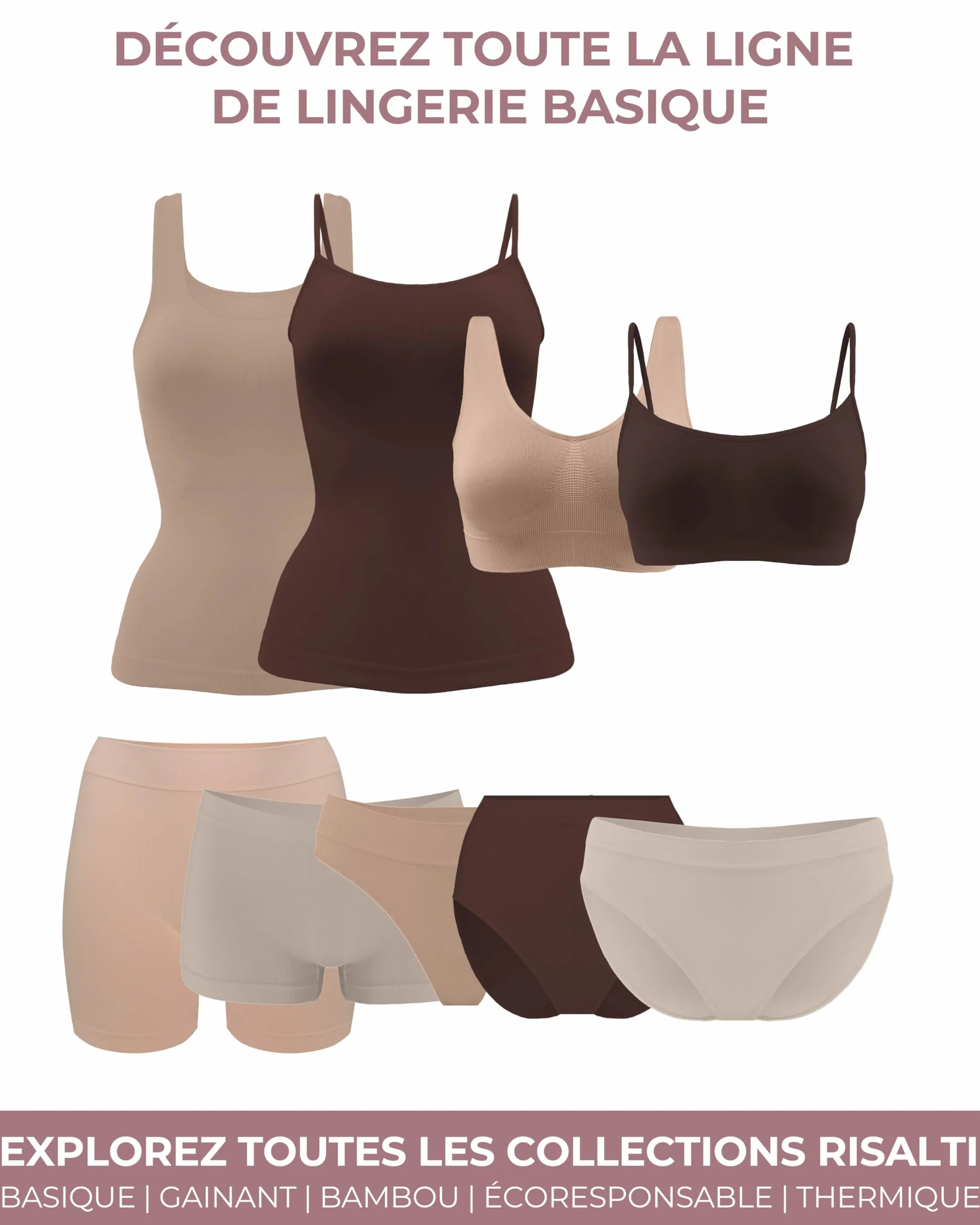 Risalti Soutien Gorge sans Armature Épaules Étroites 3 Pcs Brassiere Femme Microfibre Seamless Bra Lingerie Made in Italy