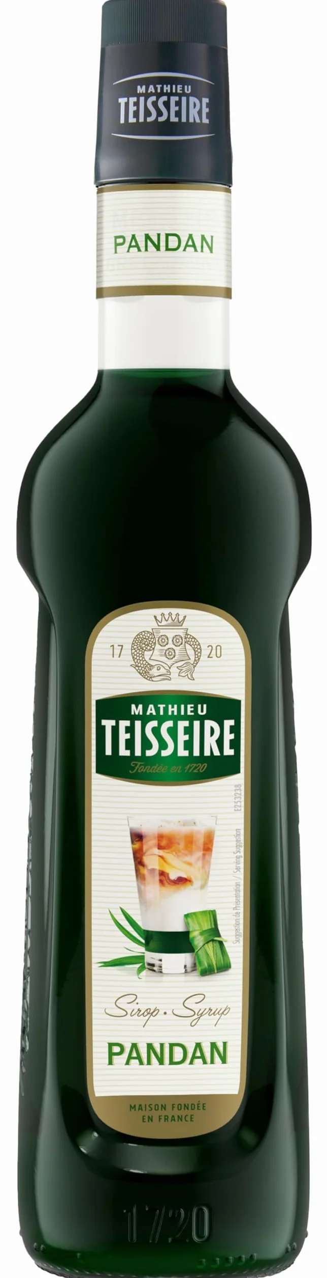 Sirop de Pandan Mathieu Teisseire, pour boissons, cocktails, mocktails, boissons gazeuses, limonades, milk-shakes, smoothies bouteille de 70cl c
