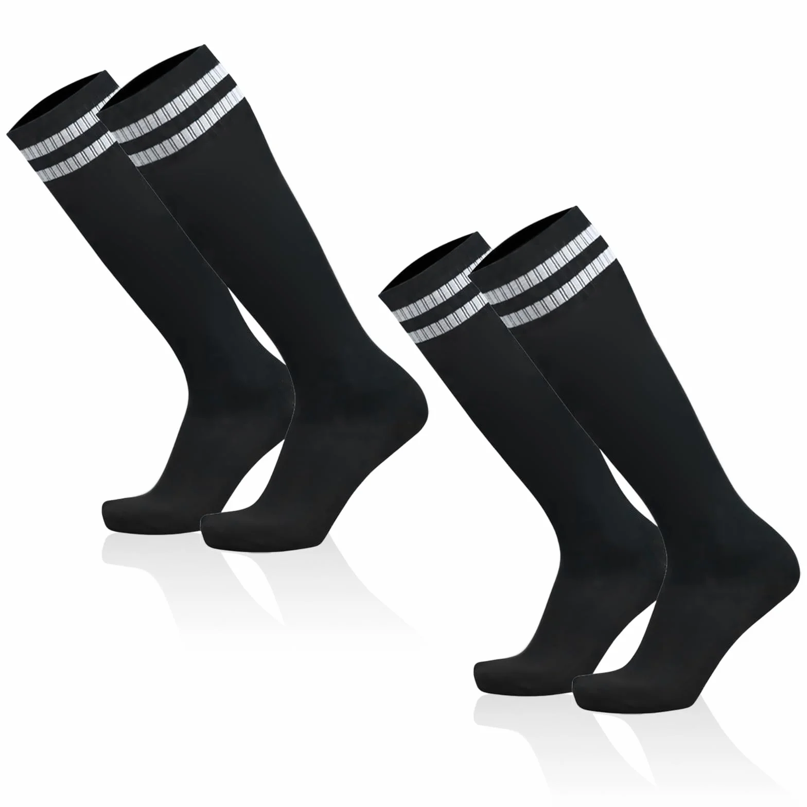 Chaussettes de Football Enfant Noires pour Garçons Filles 5-12 Ans