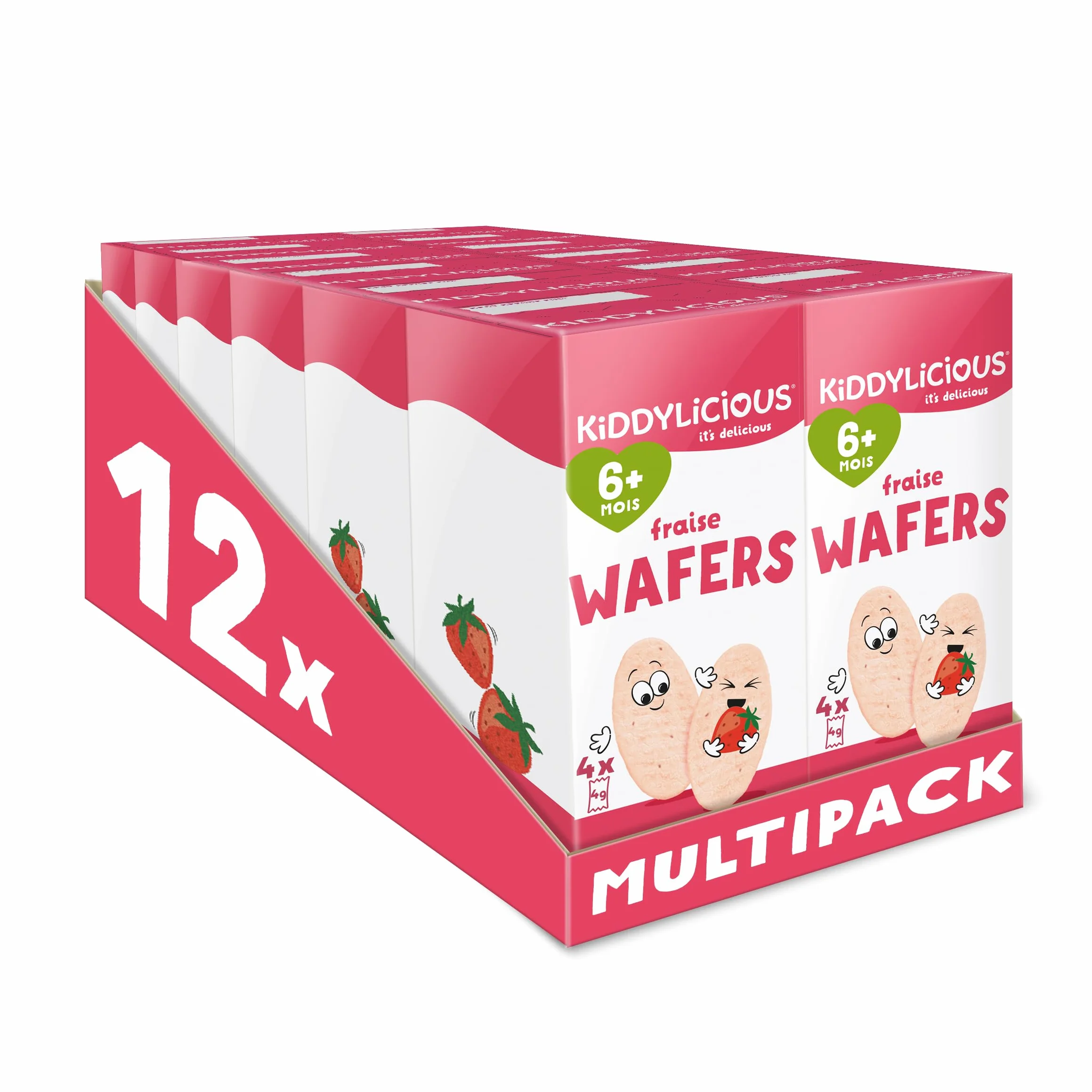 Kiddylicious Wafers Fraise 6 Mois Sans Gluten Sans Lait 12 Packs 16g 192g