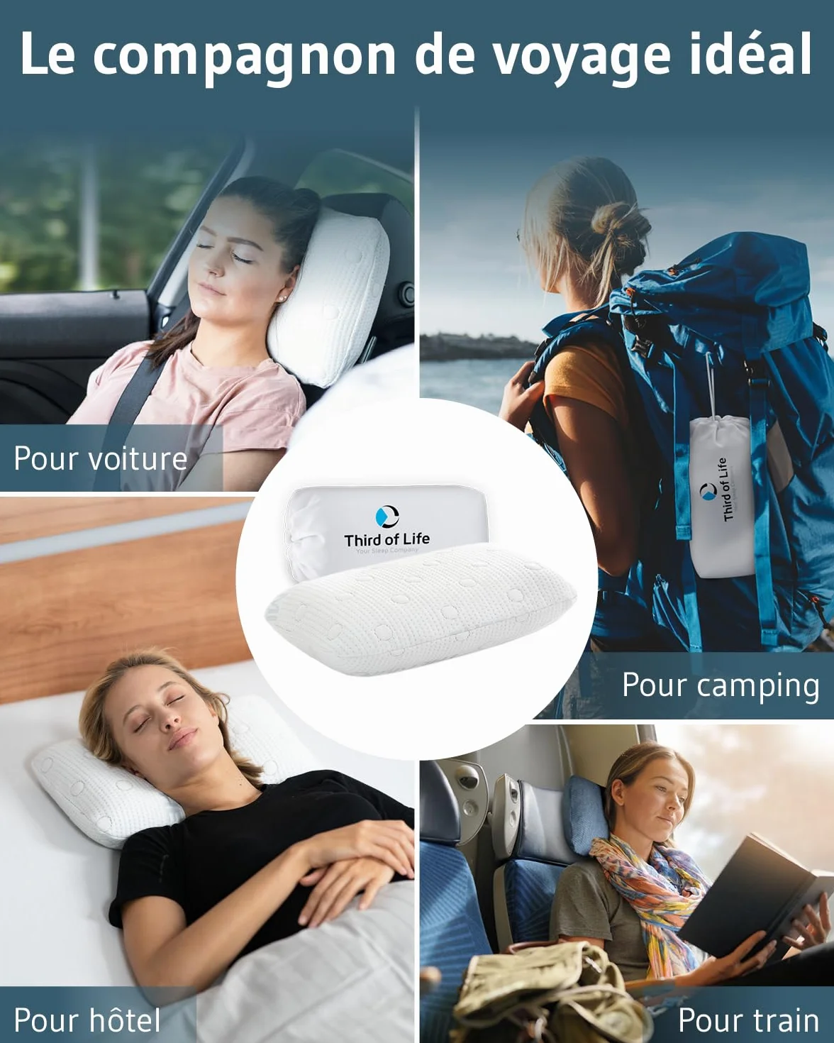 VOLAR Coussin de voyage à mémoire de forme Oreiller cervical ergonomique 40x25cm