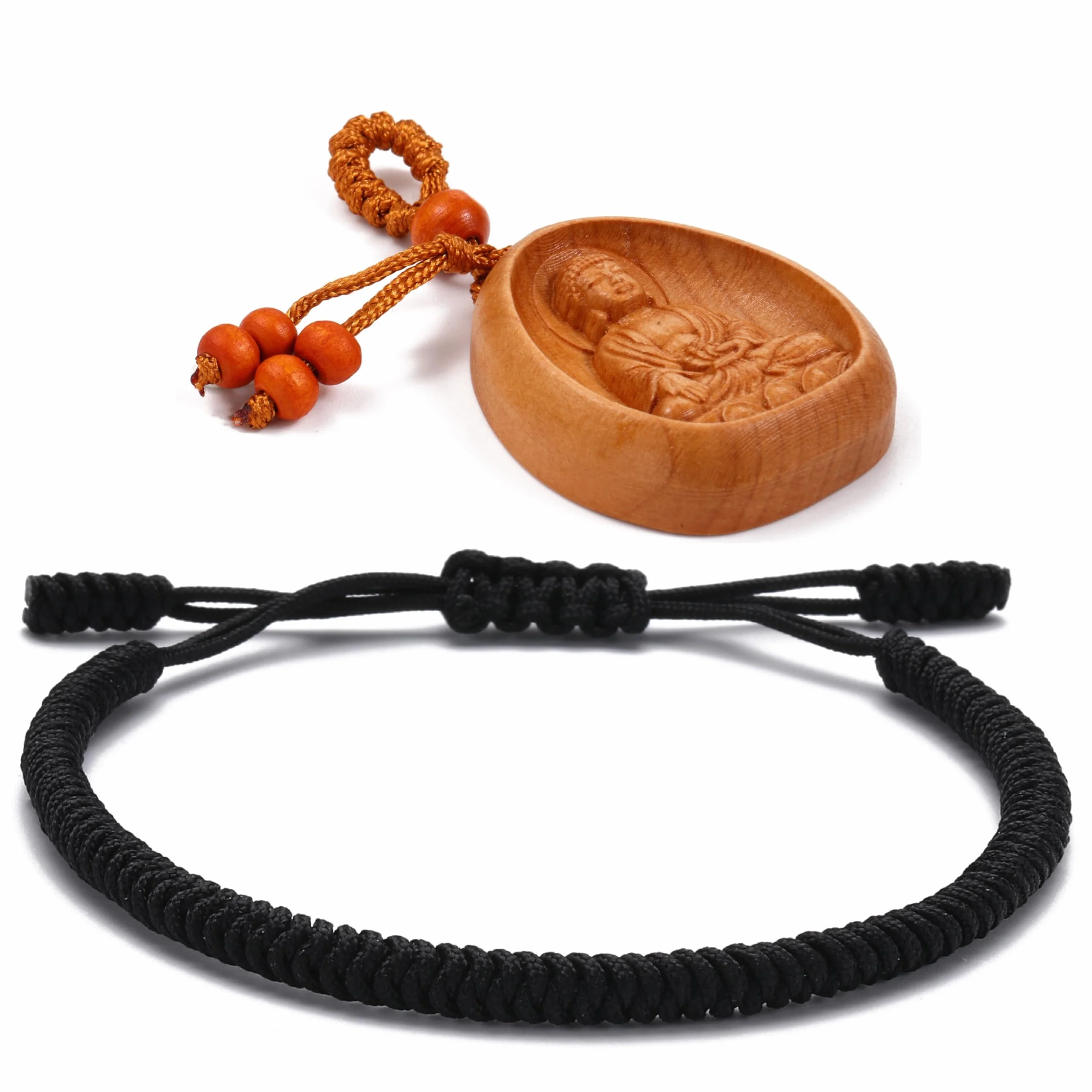 Bracelet porte-bonheur LUCKY BUDDHIST en Nylon réglable pour hommes et femmes