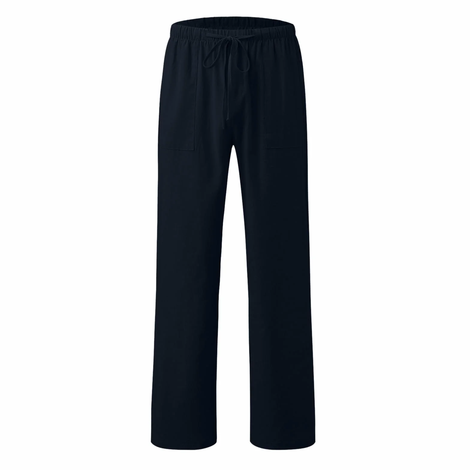 Pantalon en lin pour garçon long léger coupe ample été loisirs avec poches taille élastique