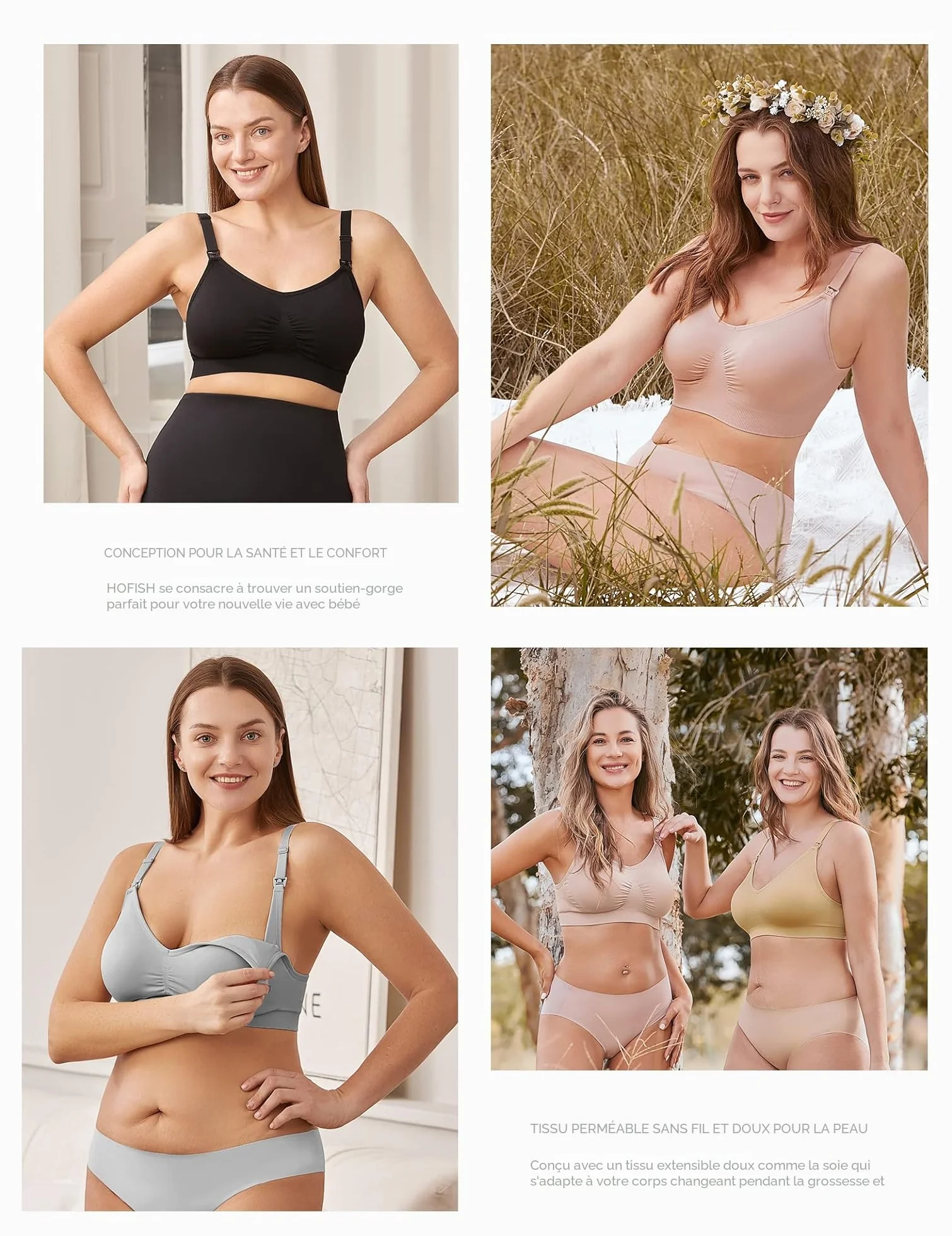 HOFISH Soutien-Gorge de maternité et d'allaitement sans Couture avec rallonges et Clips supplémentaires
