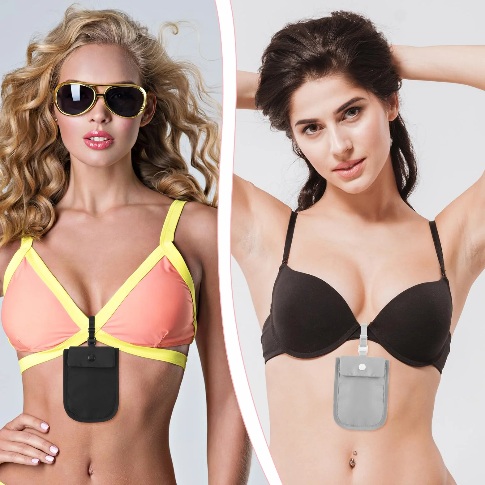 Ceinture pour billets de voyage femme - Portefeuille dissimulé antivol - Poche secrète passeport argent cartes