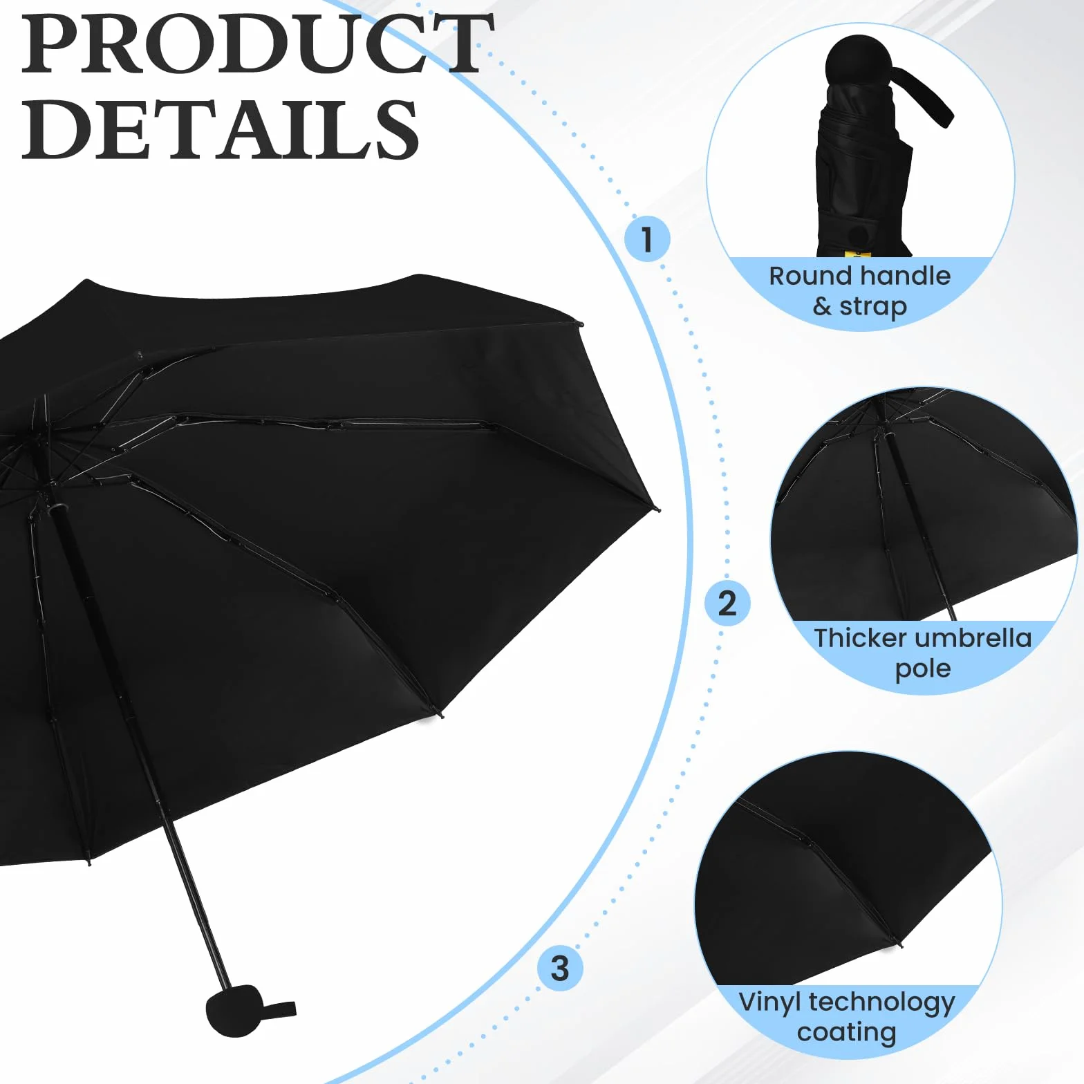 Mini Parapluie Pliant avec Étui, Compact Léger Protection UV pour Femmes Hommes Enfants