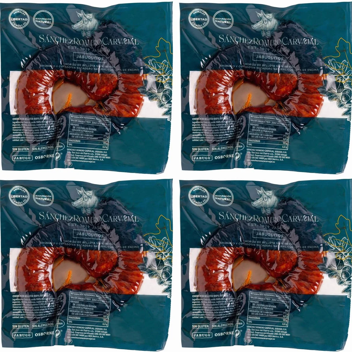 Jabuguitos Sanchez Romero Carvajal - Chorizo ​​Pur Porc Ibérique Bellota. 4 paquets.