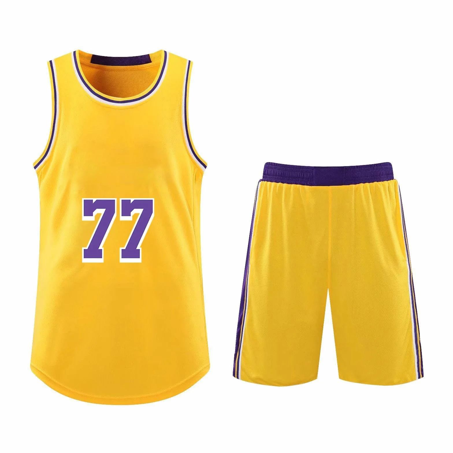 Maillot Basket Enfant-Adulte 2 Pièces 2025 Bleu Coupe Ajustée Col Rond Manche Courte Évacuation Humidité Respirable