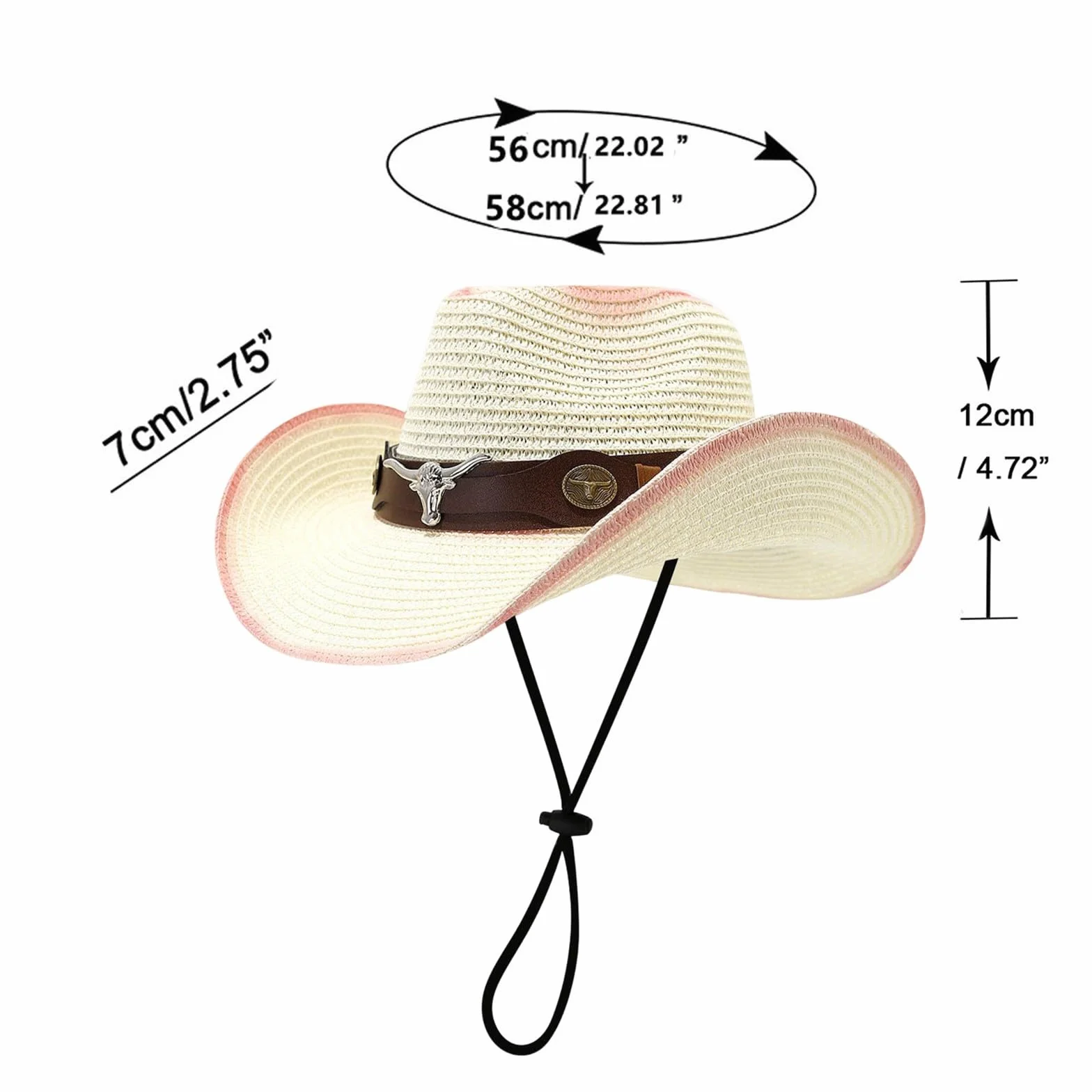Chapeau de cowgirl en paille tressé respirant unisexe pour extérieur loisirs