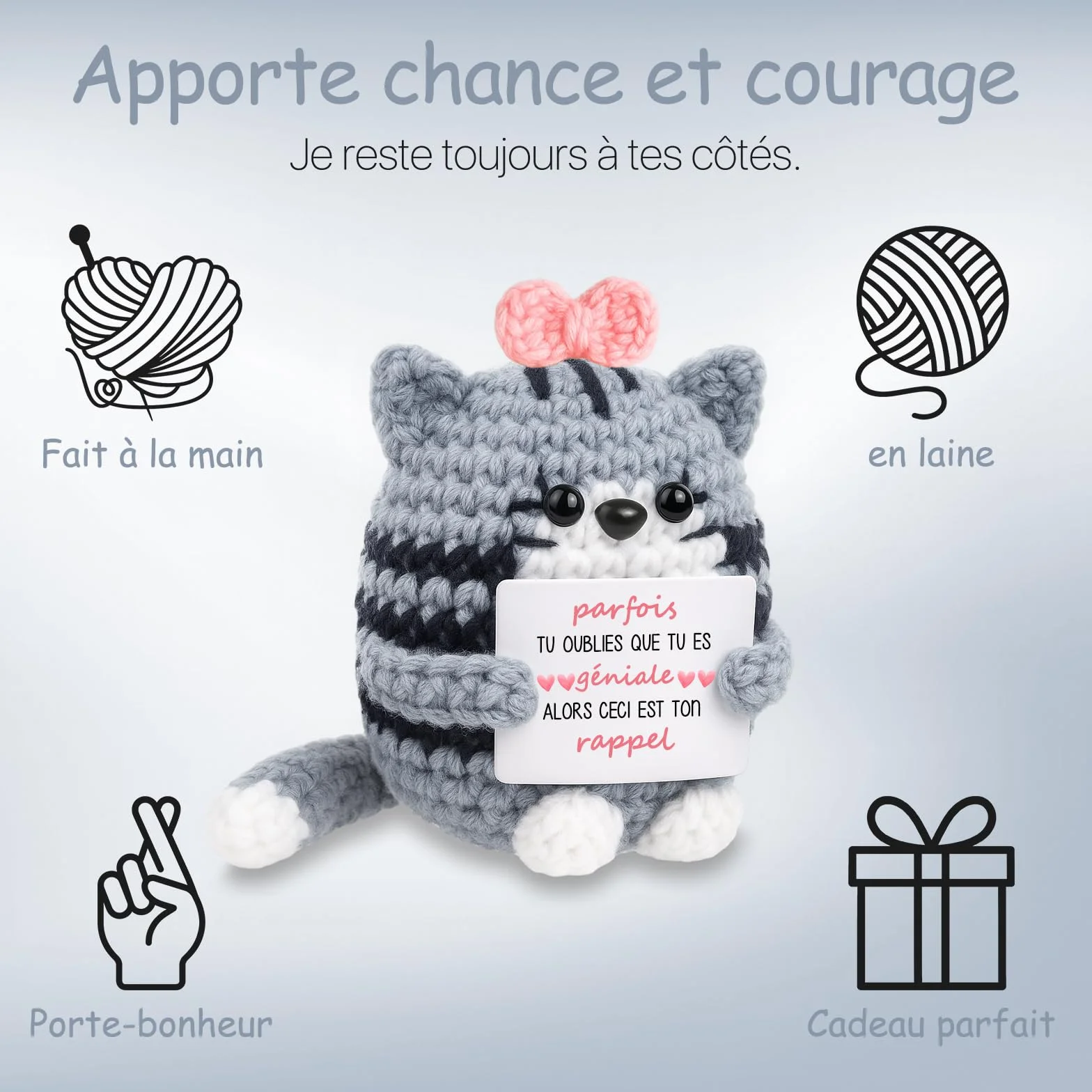 Porte-bonheur Porte-clés Figure Positive Cadeau Original pour Femme Homme Anniversaire