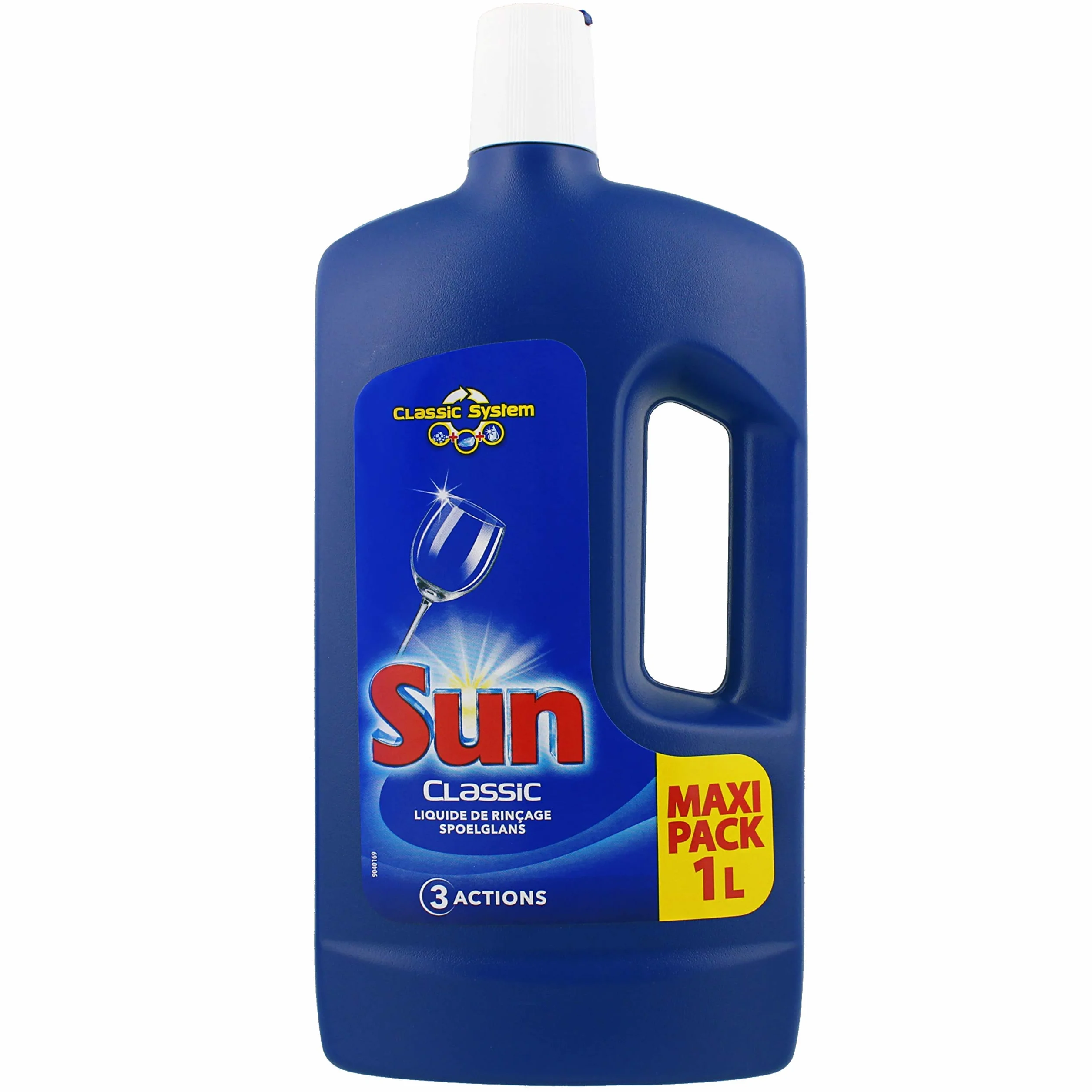 Sun Liquide de Rinçage Lave-Vaisselle Classic Triple Action, Elimine les traces et dépôts, Brillance maximale, Vaisselle impeccable, Lot de 2 x 75 Lavages