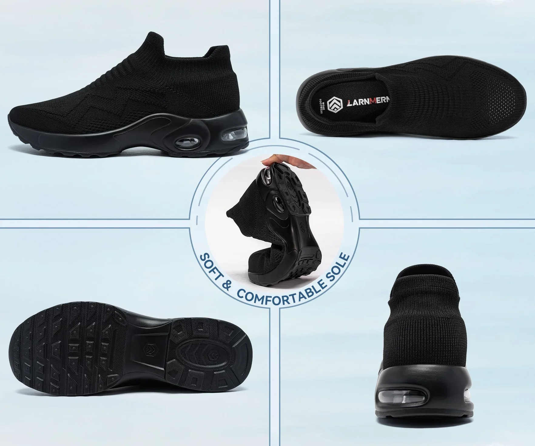 LARNMERN Chaussures de Sécurité Femmes Ultra légère sans Lacets Hands-Free Respirante 35~42.5EU
