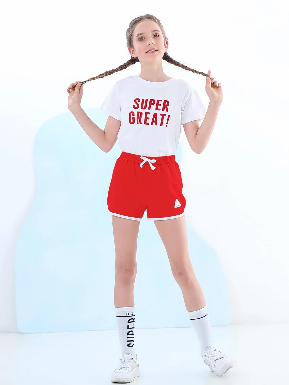 Rolanko Enfant Shorts Fille Sports Coton Danse Short Gymnastique Été D'entraînement Hot Pant pour La Course