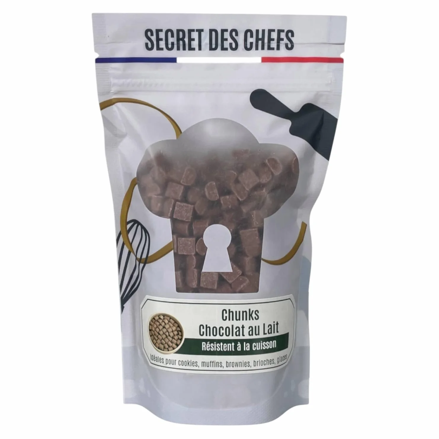 Secret des Chefs – Chunks Chocolat au Lait 700g – Grosses Pépites de Qualité Professionnelle – Pour Cookies, Muffins, Brownies, Brioches, Glaces, Pâtisseries