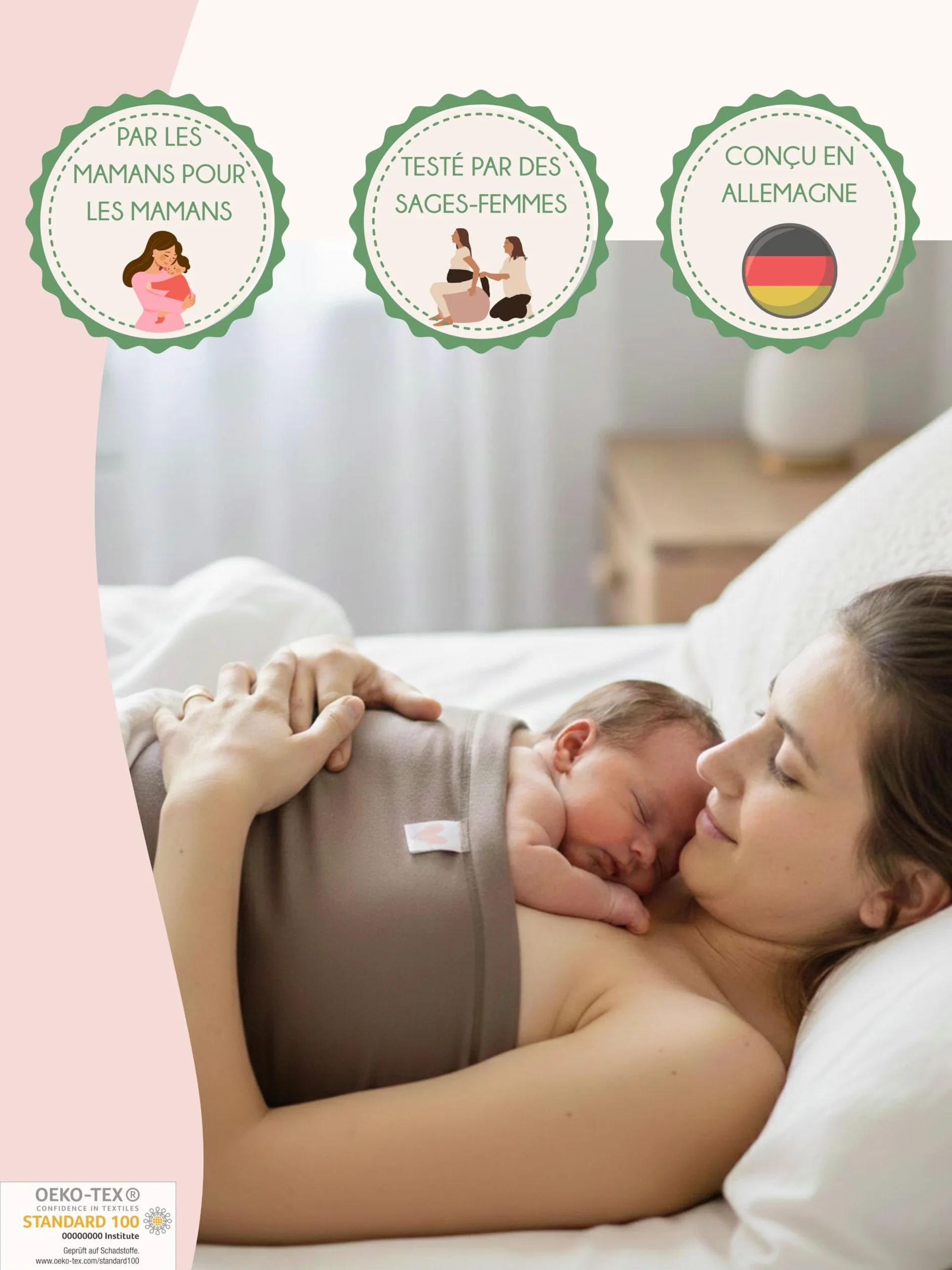 Bandeau d'allaitement OekoTex 100 Coton - Haut Tube Tops Peau à Peau pour Nouveau-Nés - Respirant Lavable