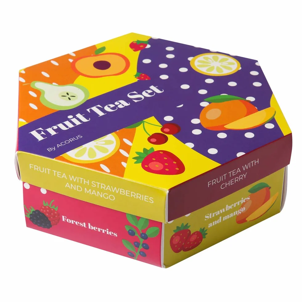 ACORUS - Luxury Assortiment Thé, Coffret Cadeau Boite a The aux Fruits, Coffret Cadeau Femme et Homme, 6 Thés fonctionnels, 60 Sachet de Thé