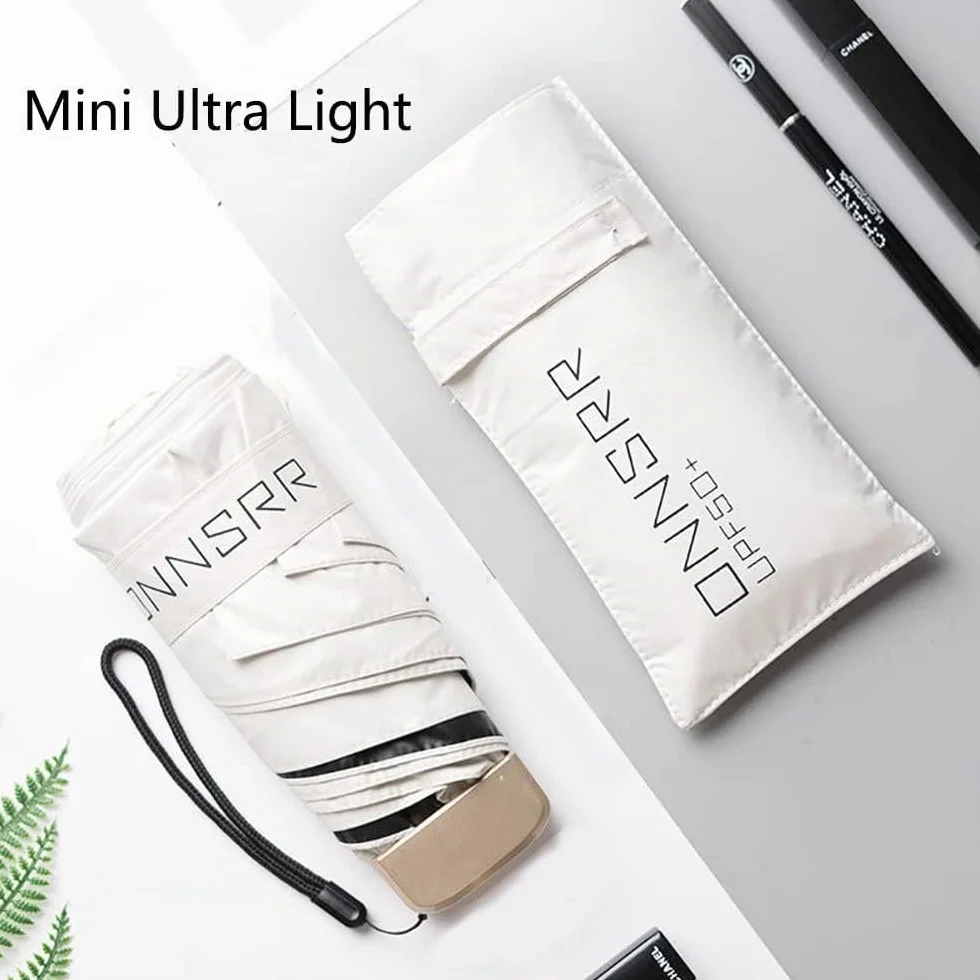 Parapluie pliant ultra léger de poche blanc crème imperméable coupe-vent