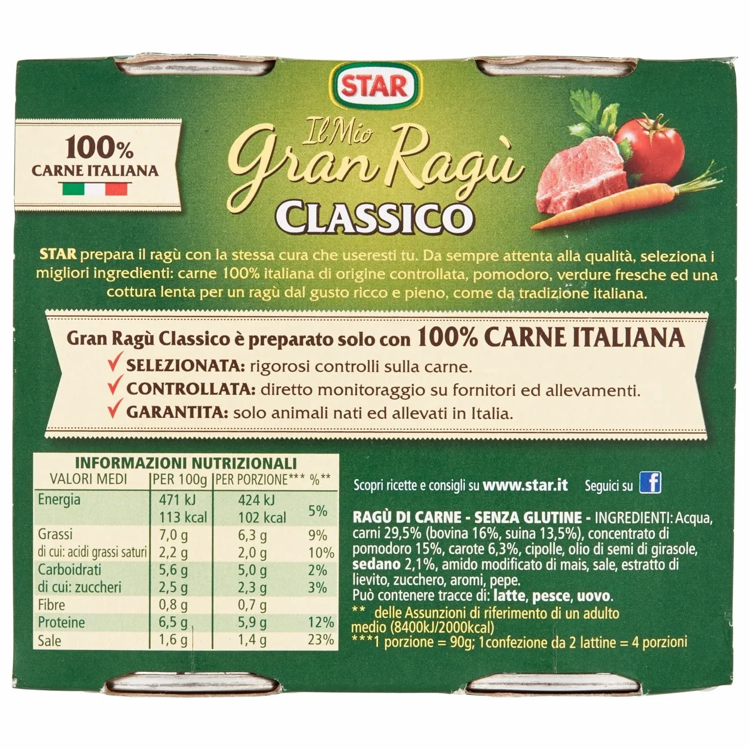 4x Il mio Gran Ragù Star Classico sauce tomate italienne sauce tomate 2x 180g