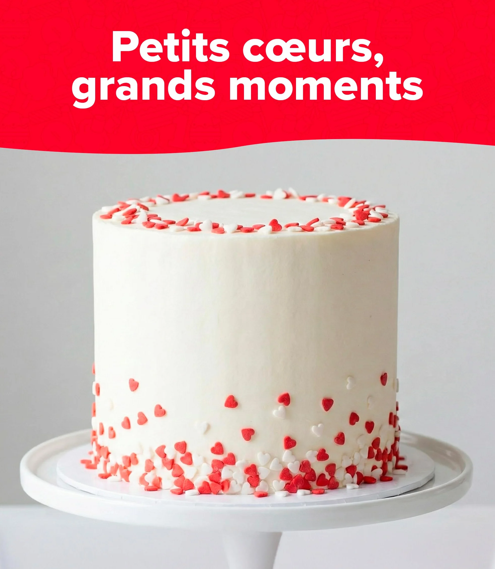 dekora – Confettis Cœur Rouges et Blancs en Sucre, 100 g – Décoration Saint-Valentin Chic pour Gâteau, Cupcake et Dessert