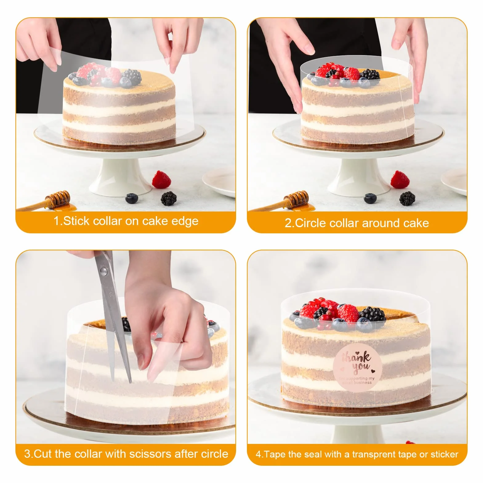 Zocipro Rodoide Transparent Patisserie, Feuilles d'Acétate Epaissies 10cm x 10m, Cercle a Patisserie Transparent pour la Pâtisserie, Gâteau Mousse au Chocolat, Décoration de Gâteaux