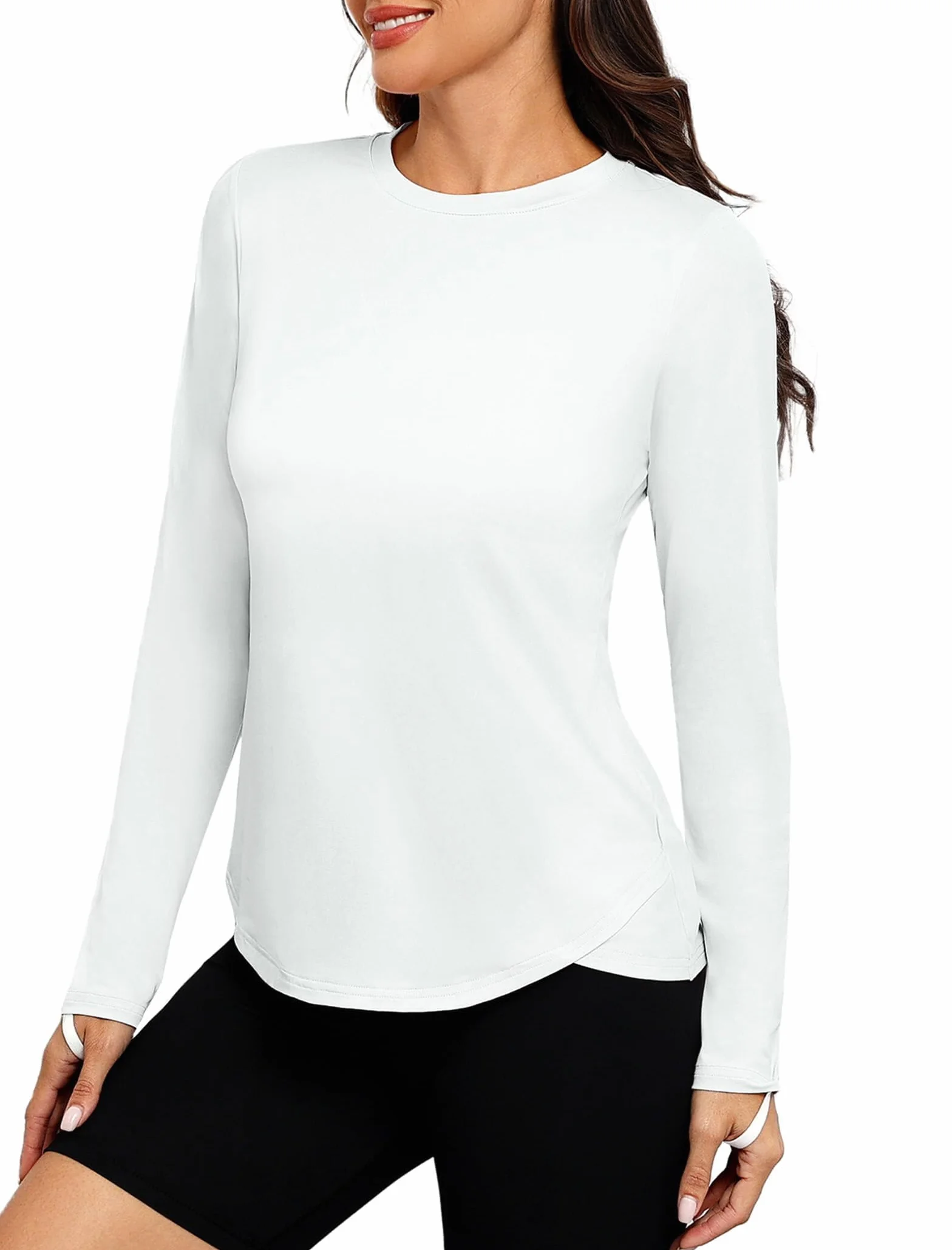 PINSPARK Chemise de Sport Femme UPF 50+ T-Shirt à séchage Rapide Manches Longues Yoga Top Rashguard