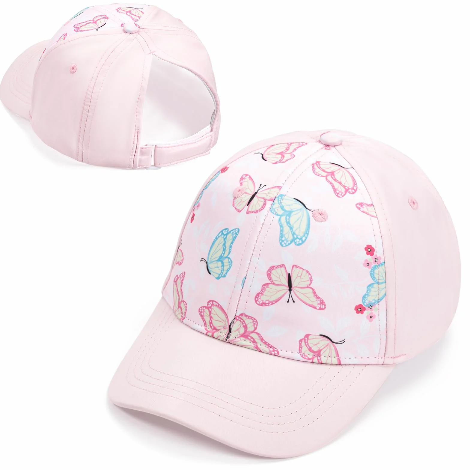 Casquette Enfant Fille Queue de Cheval Baseball Scratch Visière Courbée 53cm