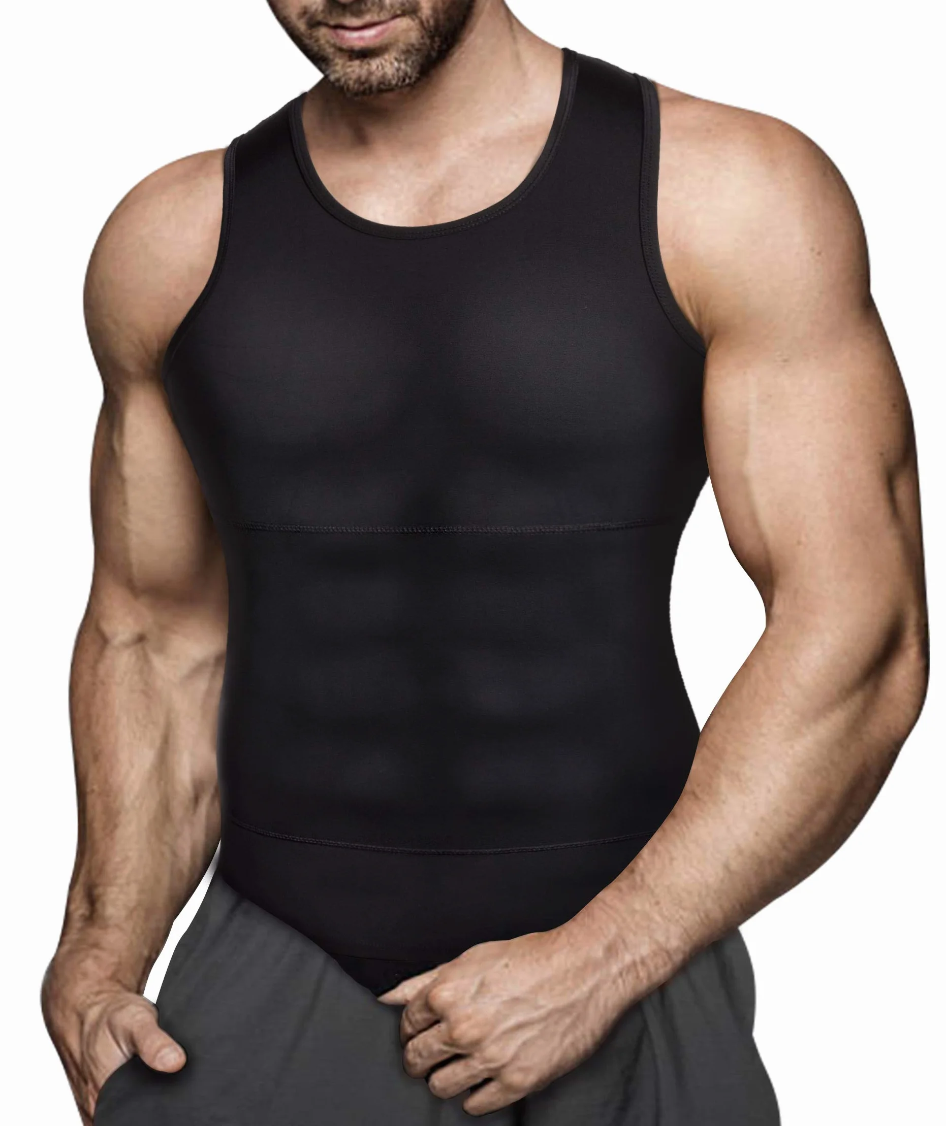 Gotoly Débardeur de Compression Homme Maillot de Corps Minceur Body Gainant Invisible T Shirt sans Couture