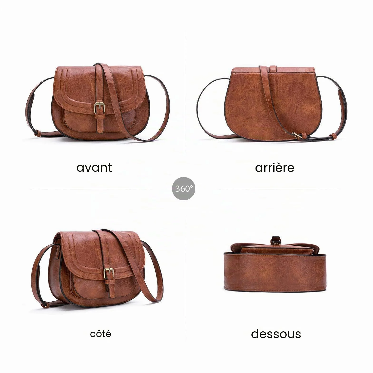AFKOMST Sac Bandoulière Femme, Petit Sac à Main Brown