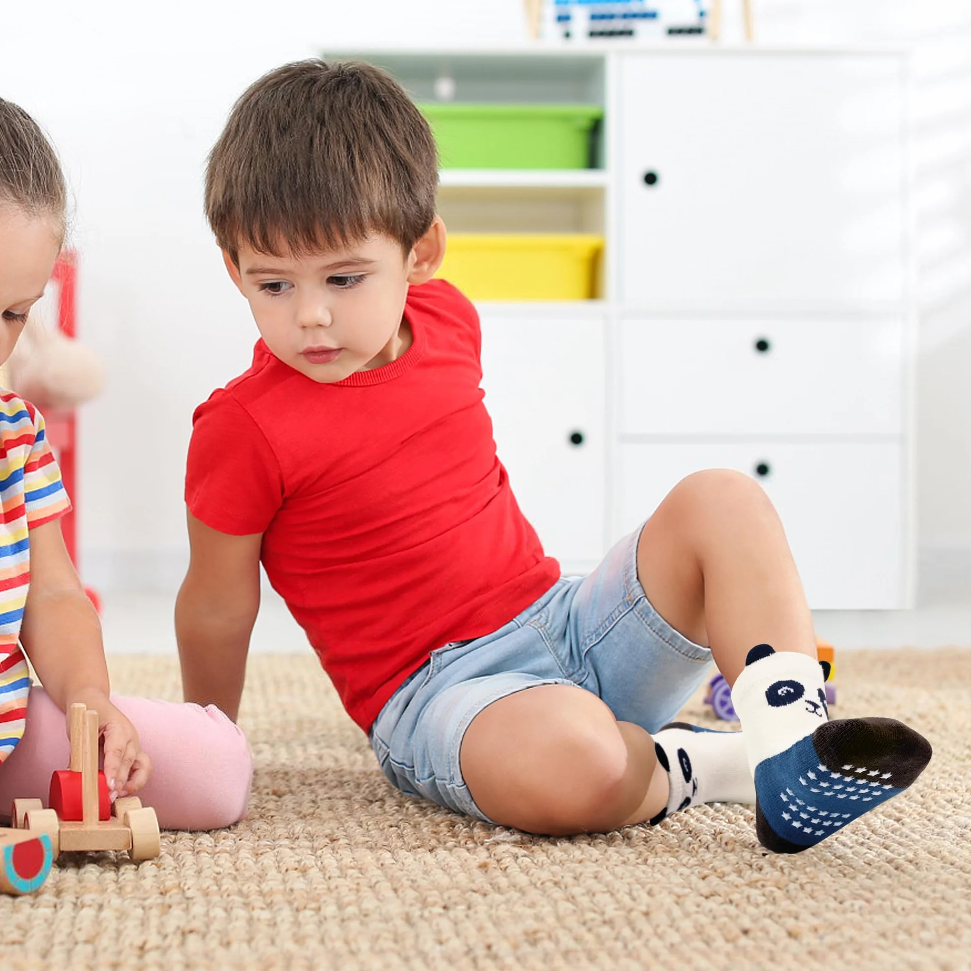 Lot de 12 chaussettes antidérapantes pour bébé 1-7 ans multi couleurs