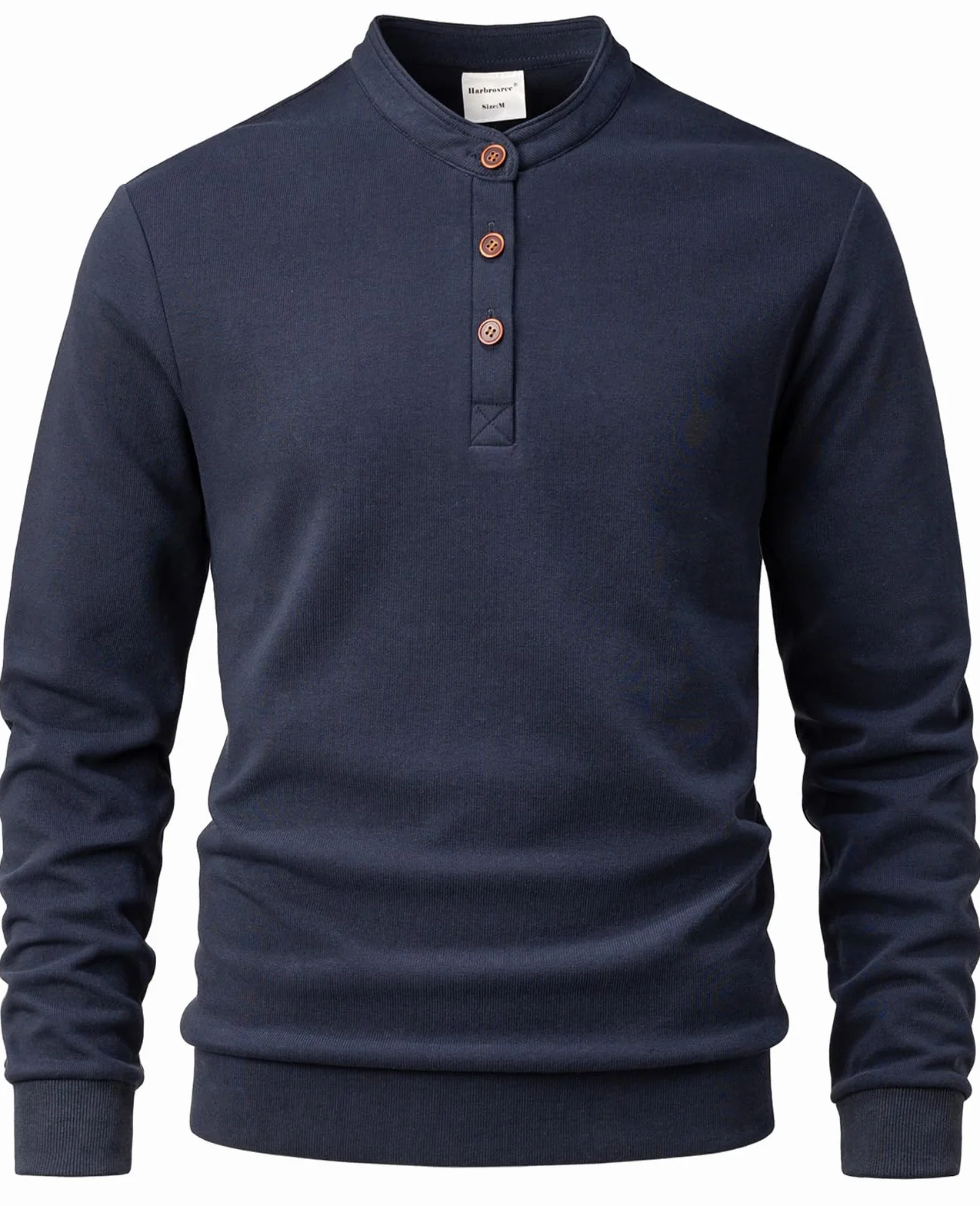 Sweatshirt Homme Micro Fleece Col Henley Manches Longues Pullover Chaud Hiver