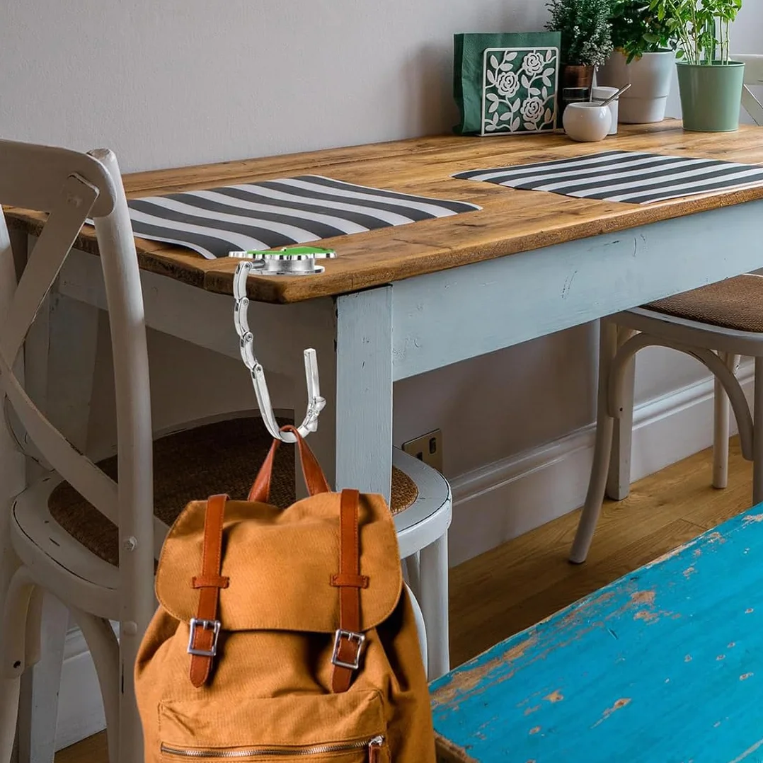 Crochet pour Sac à Main Pliable en Métal - Porte-Sac en Forme de Trèfle à Quatre Feuilles pour Table ou Bureau