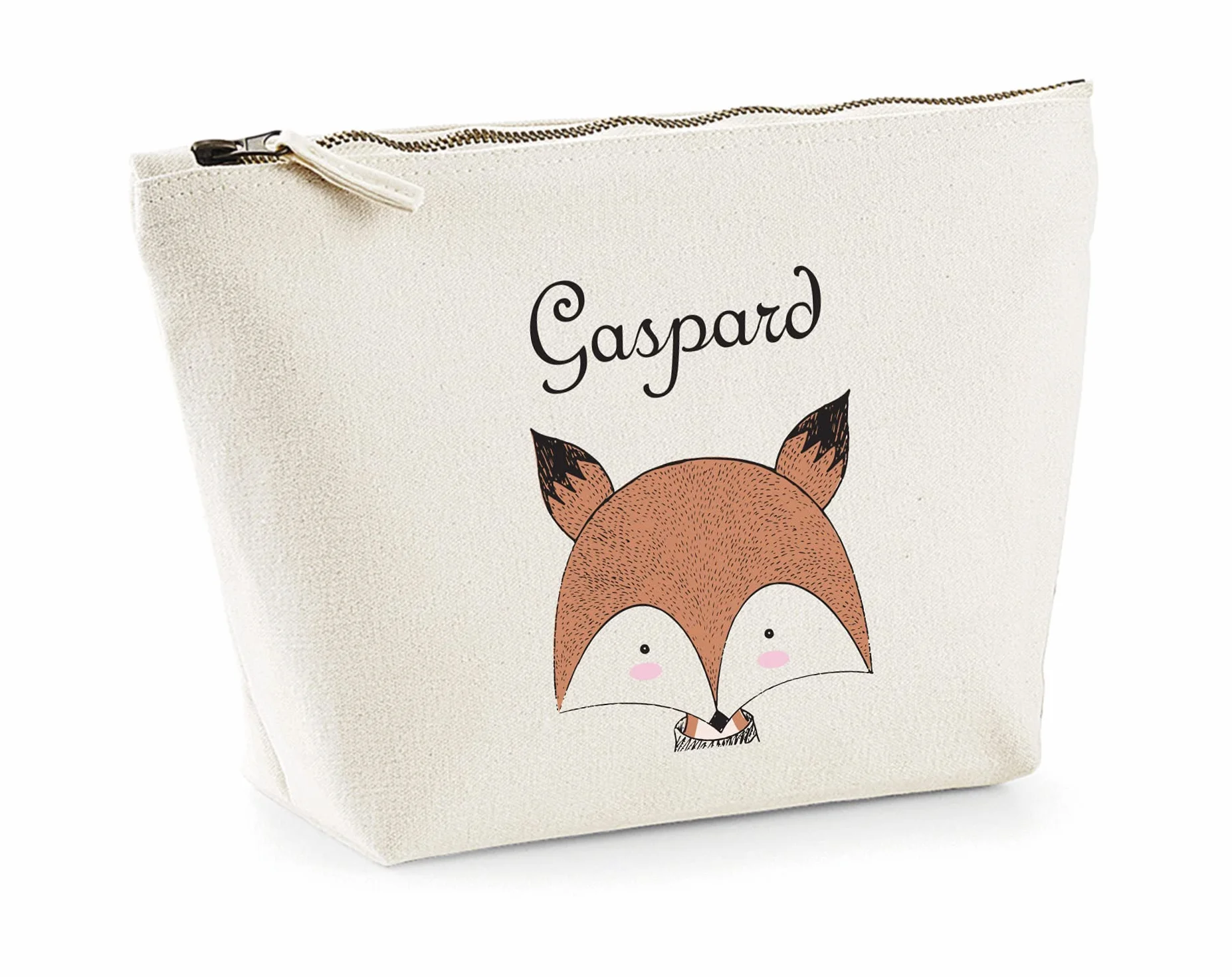 Trousse personnalisée coton bio Petit Renard 2 tailles cadeau anniversaire femme