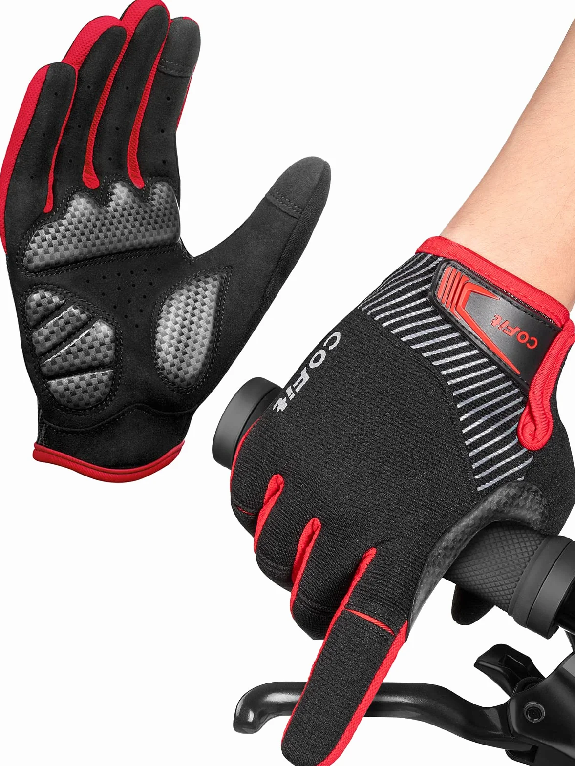 COFIT Gants Vélo Doigts Complets Hommes Femmes Antidérapants Gel Antichoc Tactiles Respirants Cyclisme VTT Vélo Route