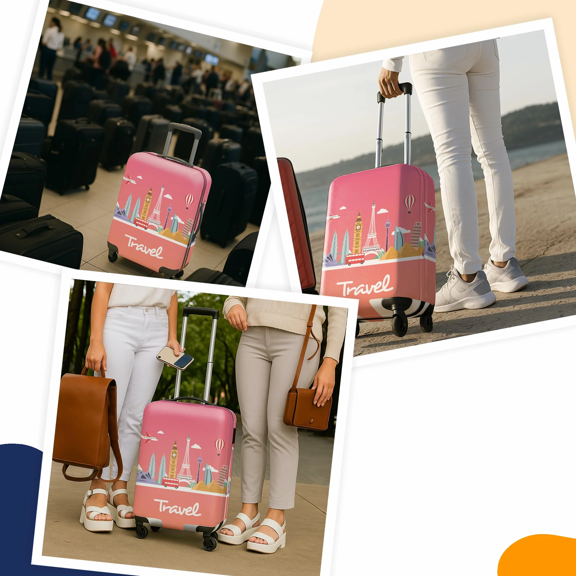 Housse de protection de valise avec fermeture éclair et étiquette de bagage